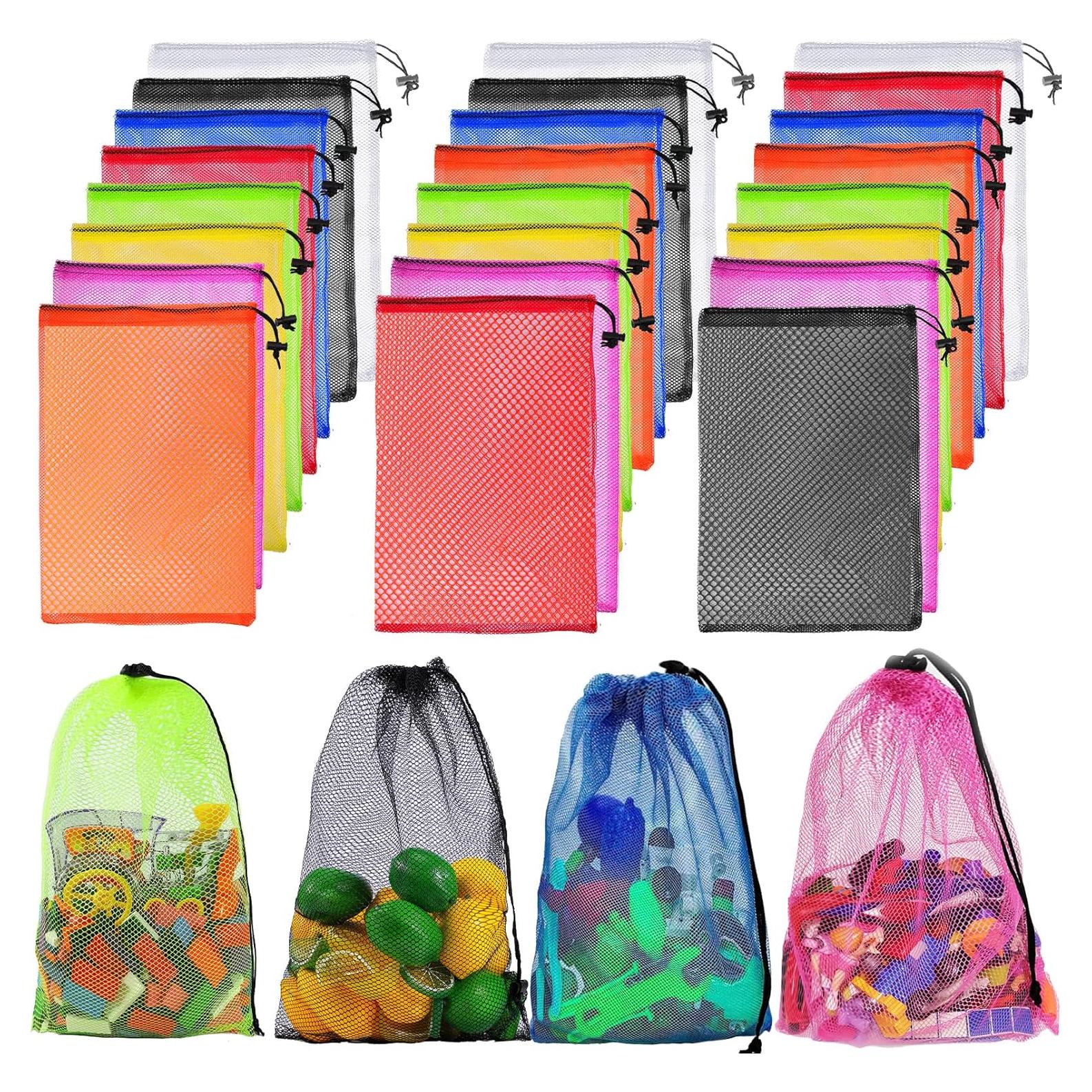 24 Bolsas de Malla Coloridas Visen 30x45 cm con Cierre de Cordón