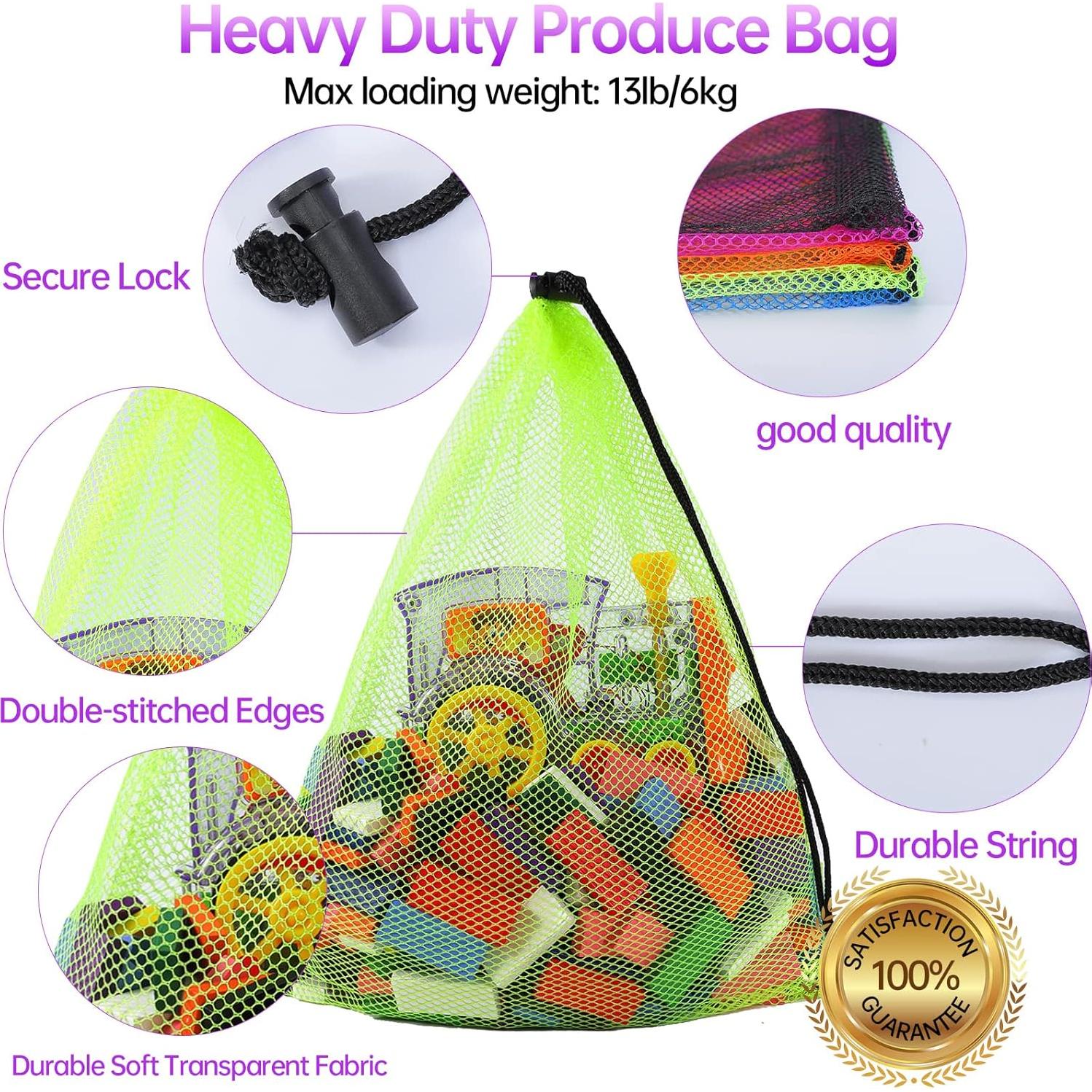 24 Bolsas de Malla Coloridas Visen 30x45 cm con Cierre de Cordón