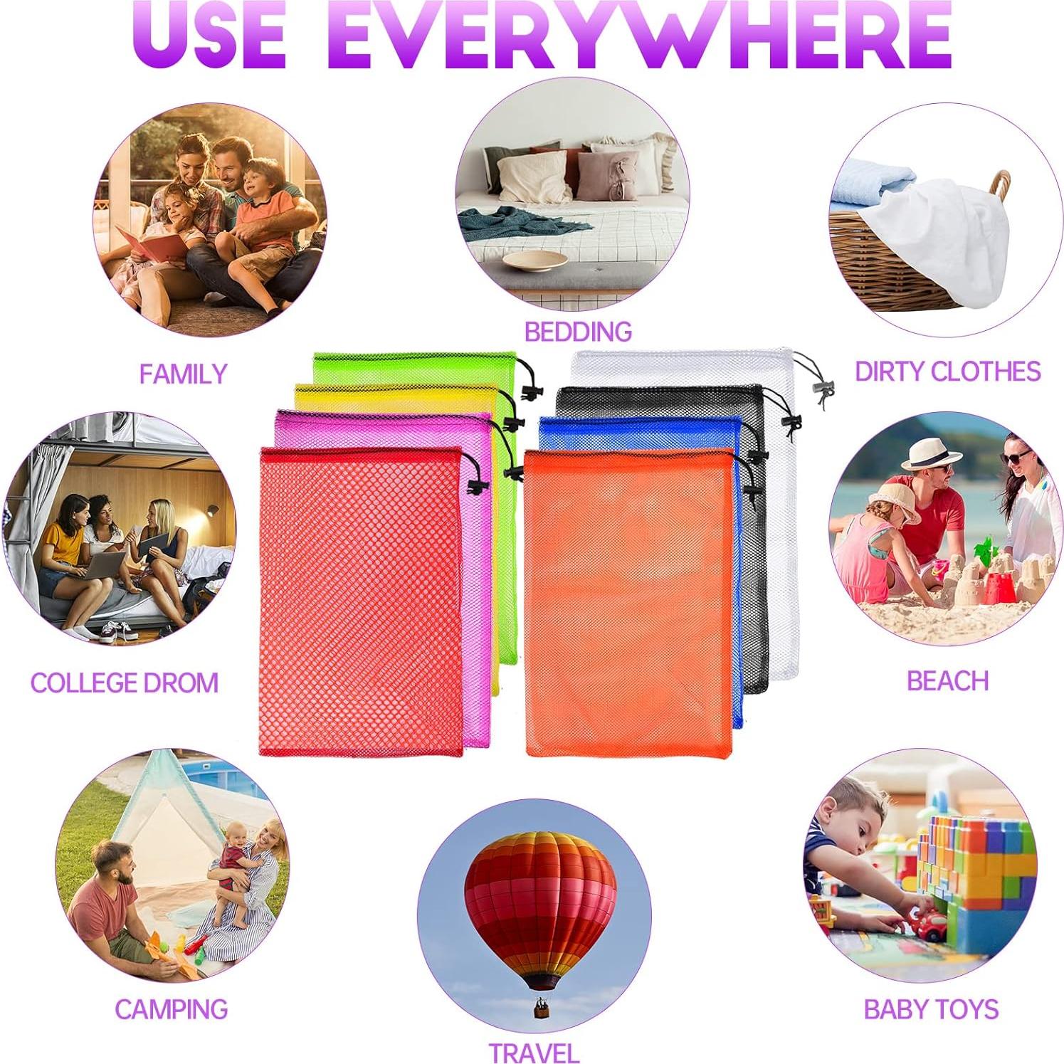 24 Bolsas de Malla Coloridas Visen 30x45 cm con Cierre de Cordón