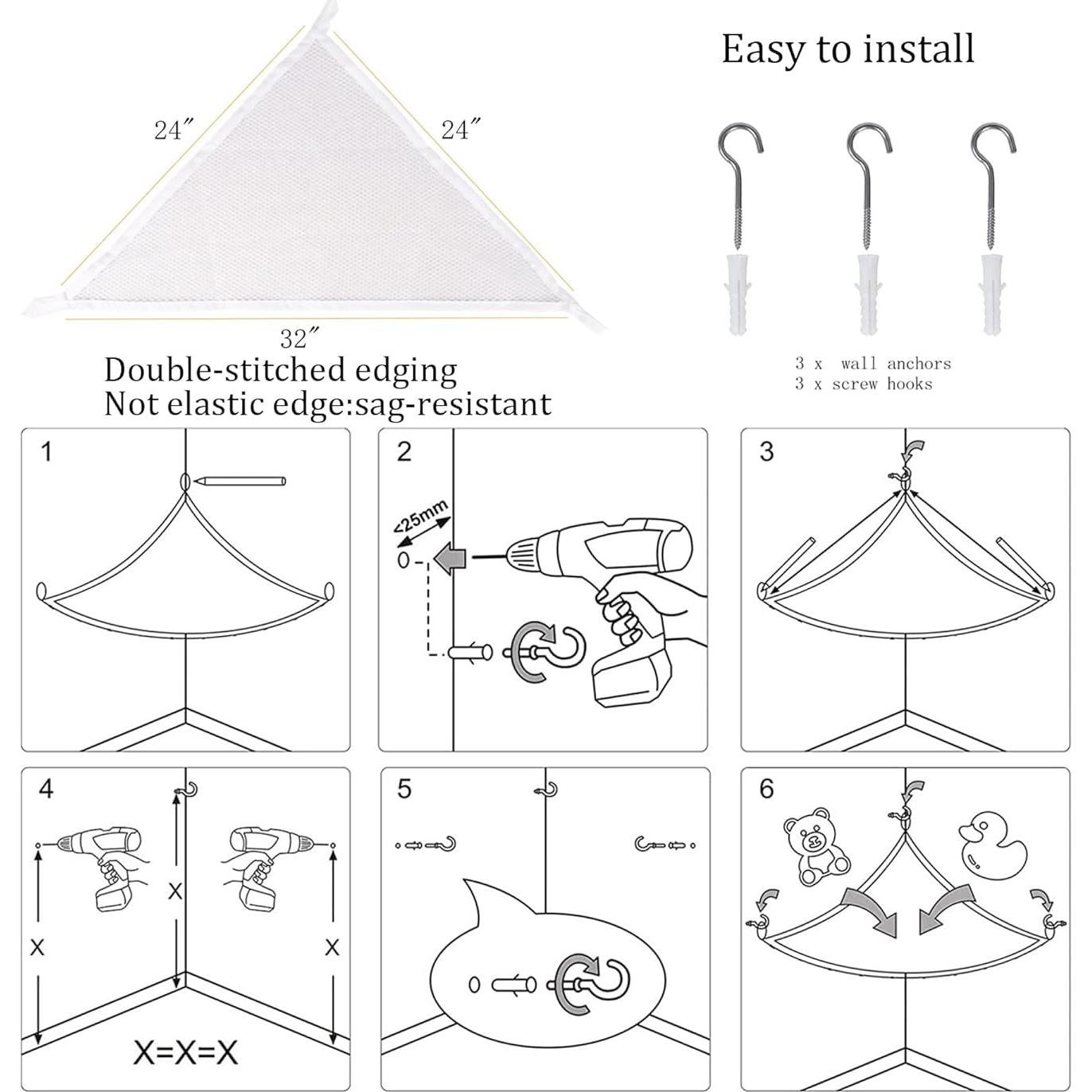 Hamaca de Almacenamiento para Animales de Peluche Powkoo 80x60 cm