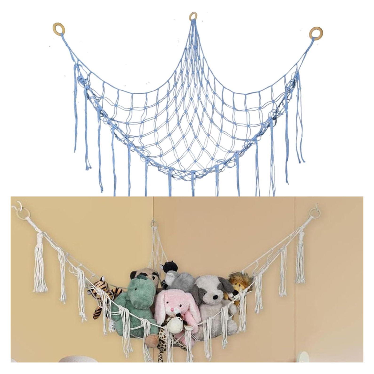 Red de Almacenamiento de Juguetes Colgante fxqtomio Azul