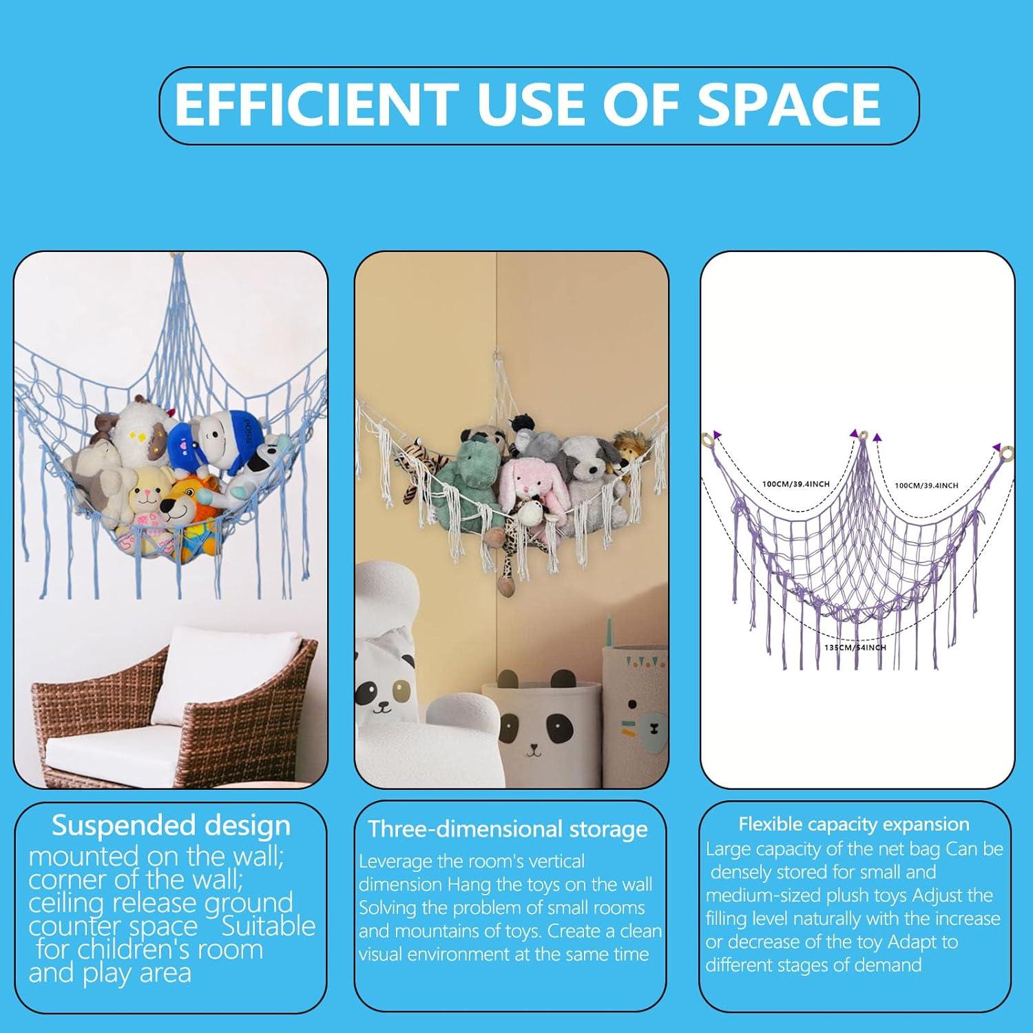 Red de Almacenamiento de Juguetes Colgante fxqtomio Azul