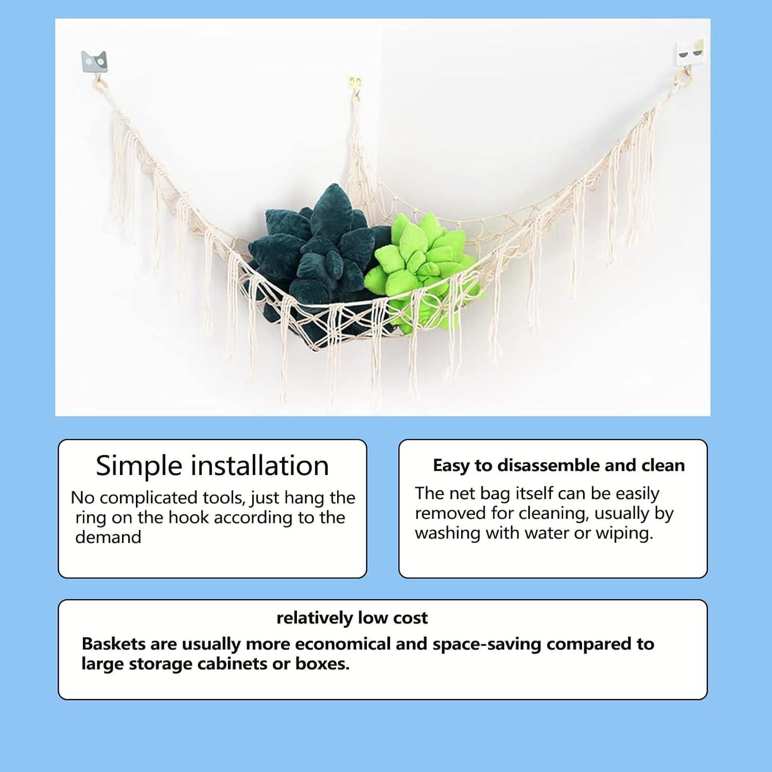 Red de Almacenamiento de Juguetes Colgante fxqtomio Azul