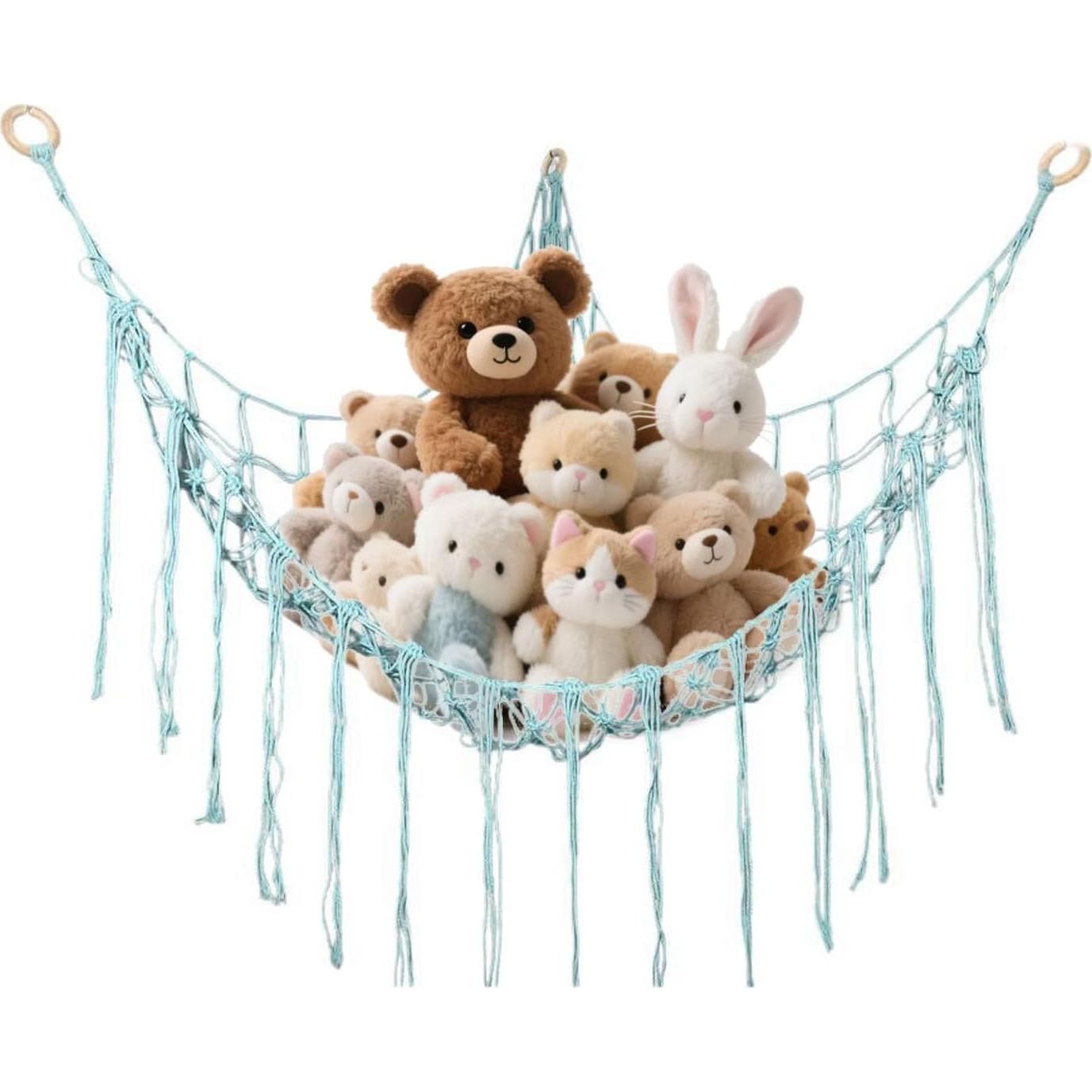 Red de Almacenamiento de Juguetes Colgante fxqtomio Azul