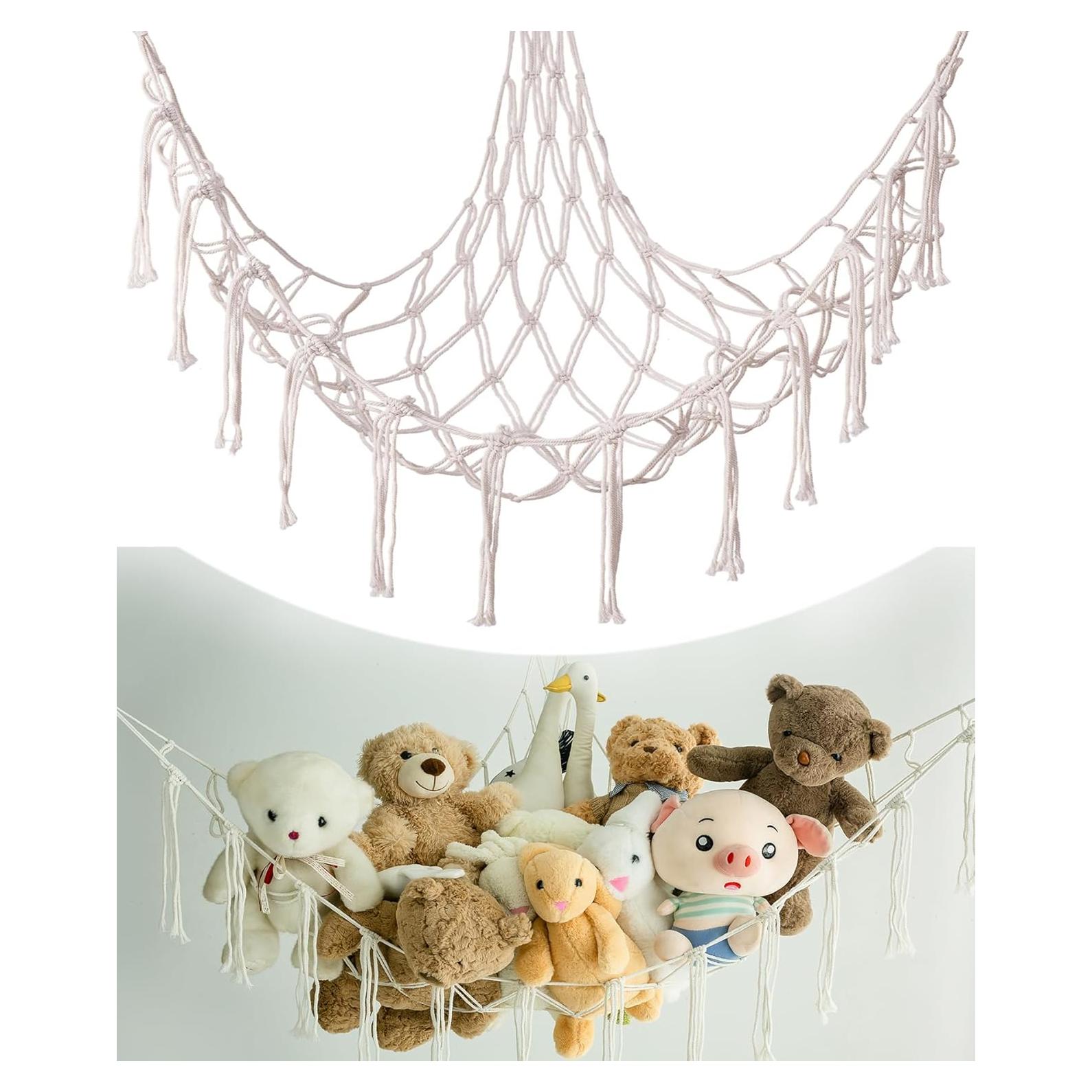 Hamaca de Almacenamiento de Peluches Beige NingHoms - Organizador Triangular