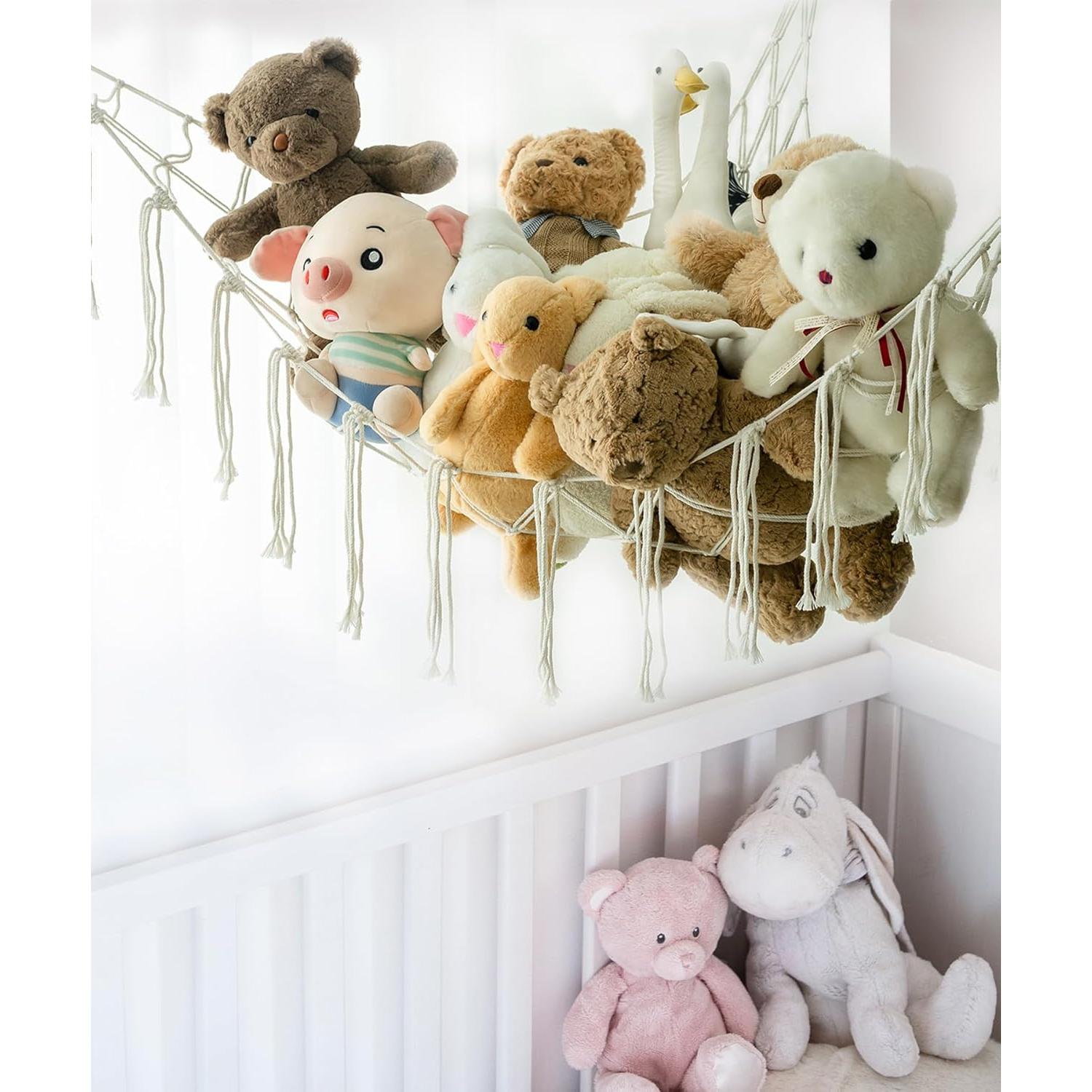 Hamaca de Almacenamiento de Peluches Beige NingHoms - Organizador Triangular