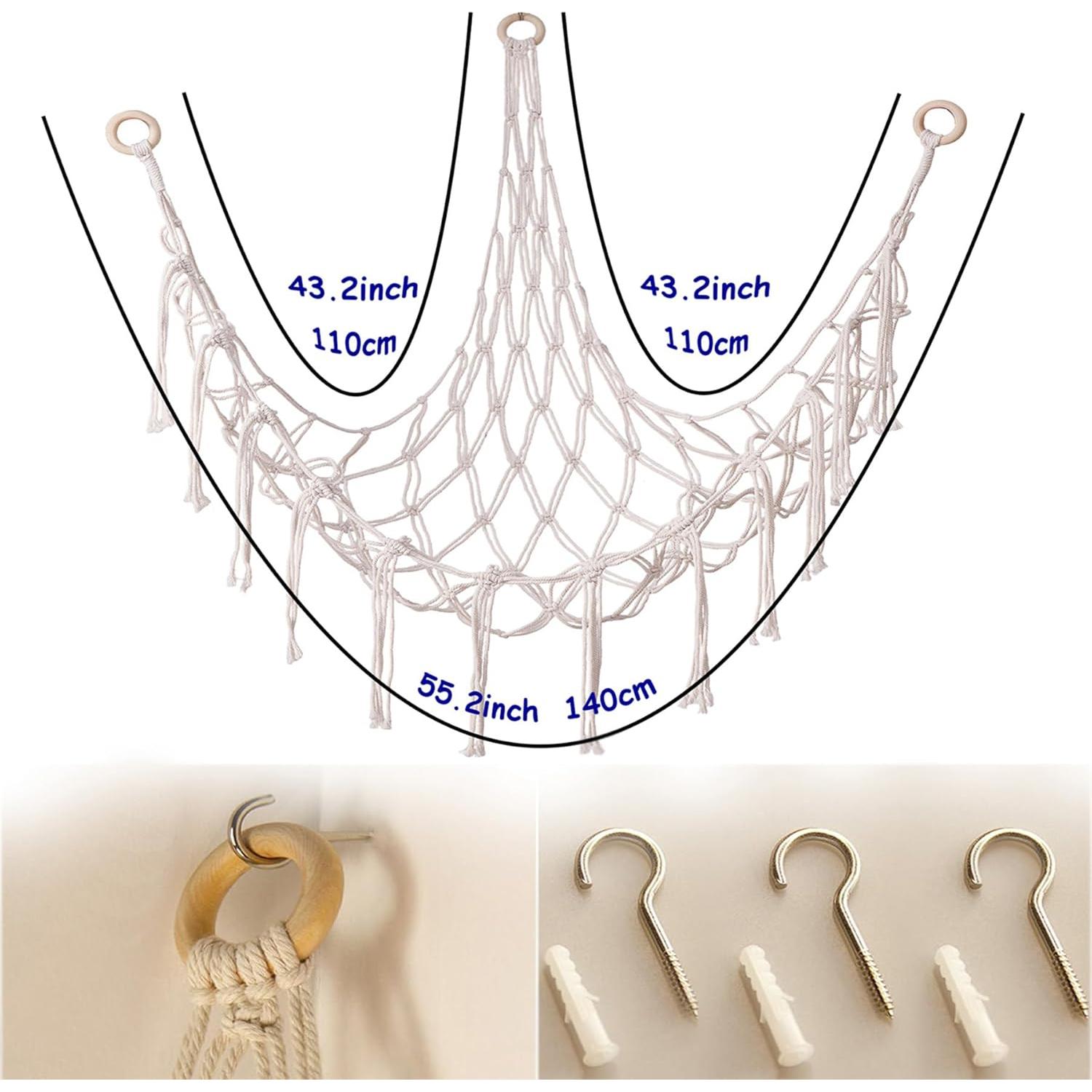 Hamaca de Almacenamiento de Peluches Beige NingHoms - Organizador Triangular