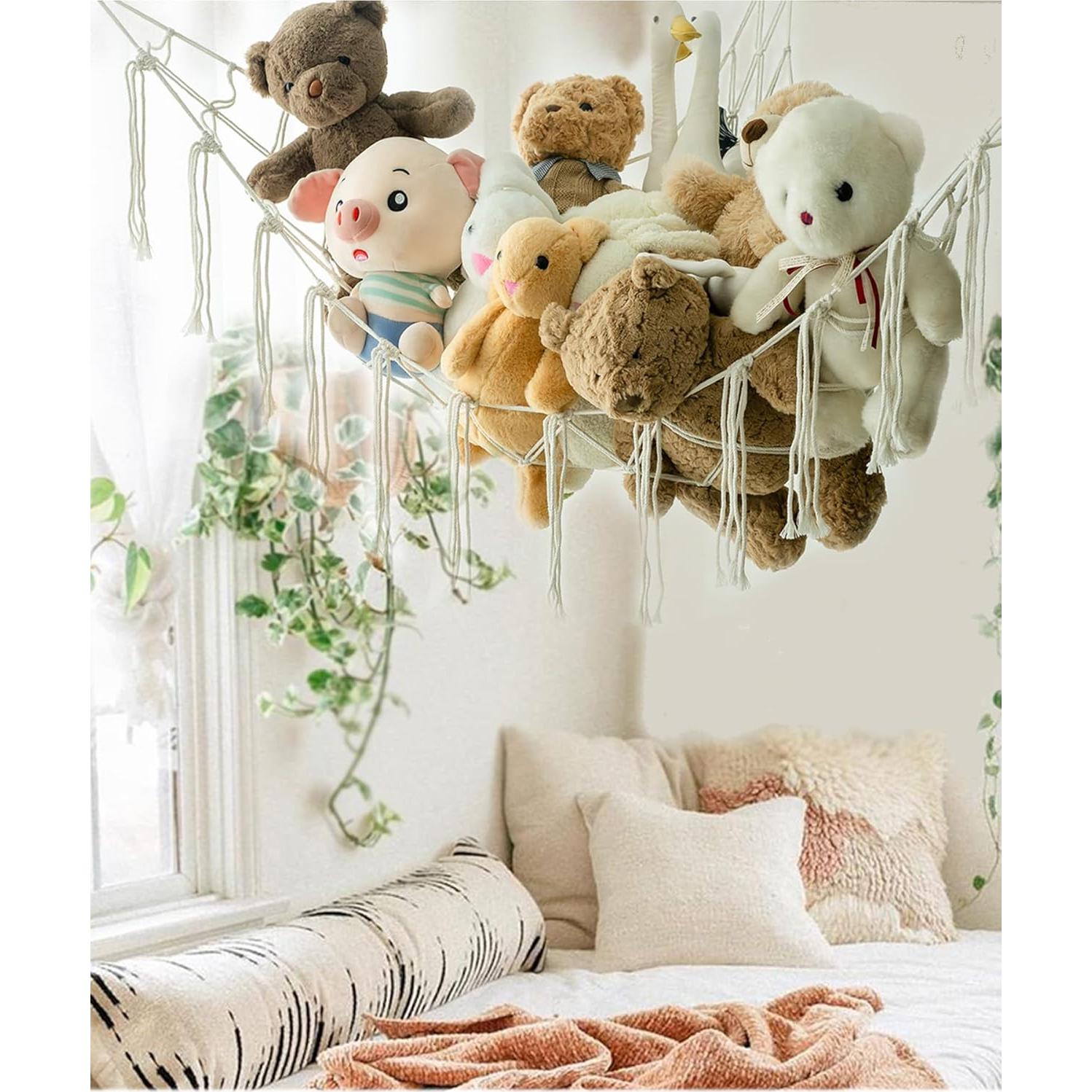 Hamaca de Almacenamiento de Peluches Beige NingHoms - Organizador Triangular