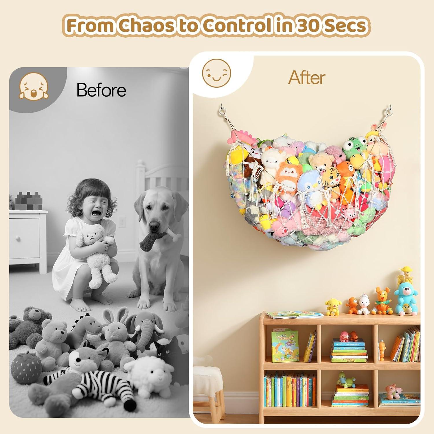 Hamaca de Almacenamiento para Animales de Peluche Yecaye 152 cm Crema