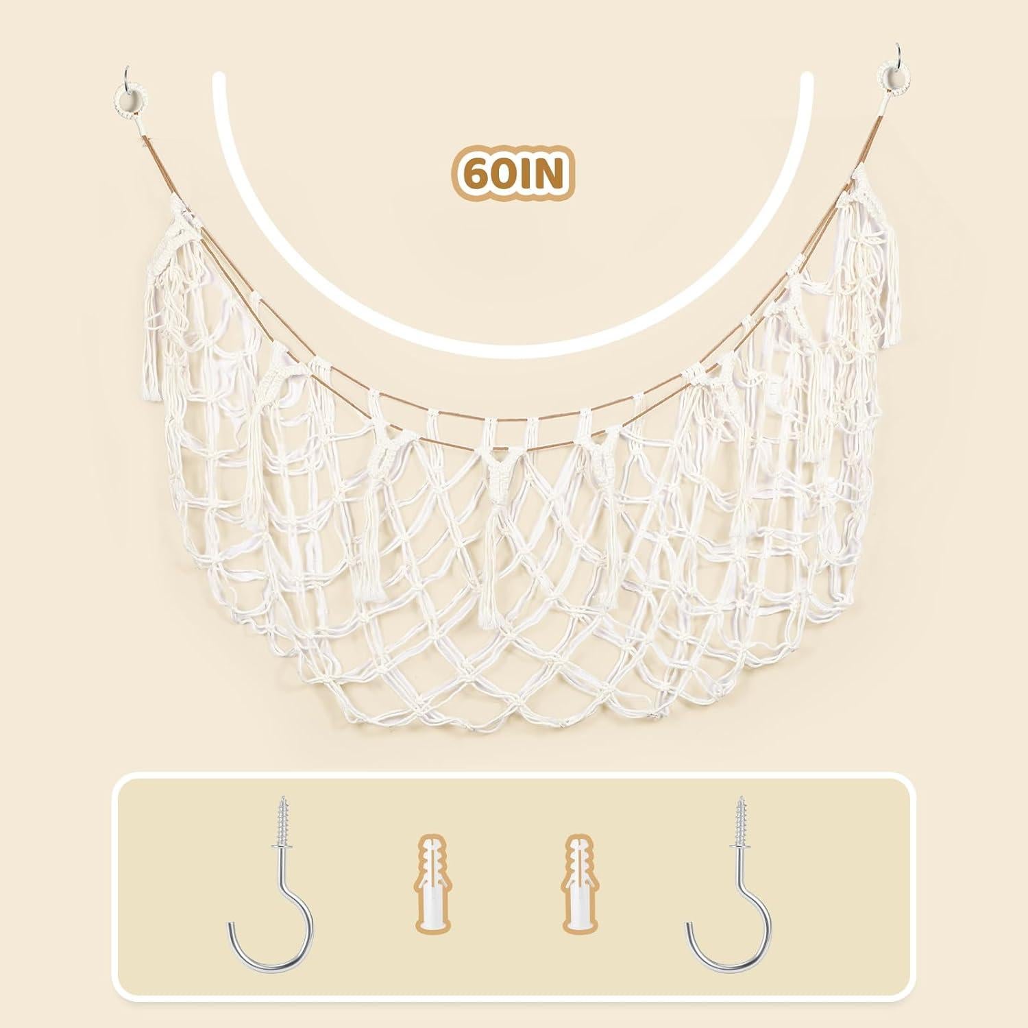 Hamaca de Almacenamiento para Animales de Peluche Yecaye 152 cm Crema