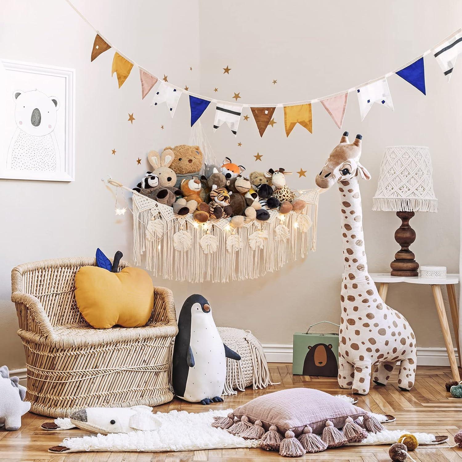 Hamaca de Juguetes de Macramé ANROYE con Luz Estrella 100cm