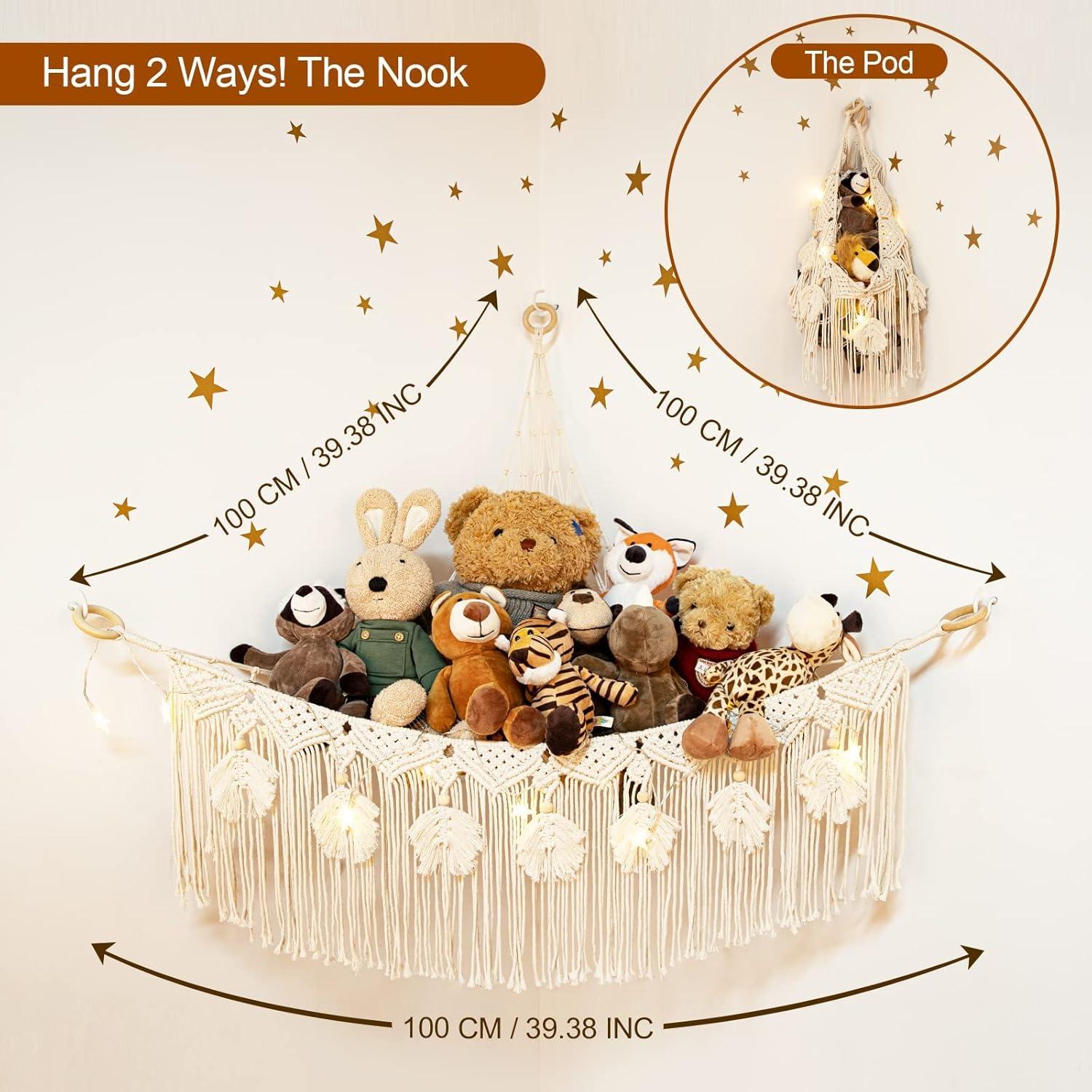 Hamaca de Juguetes de Macramé ANROYE con Luz Estrella 100cm