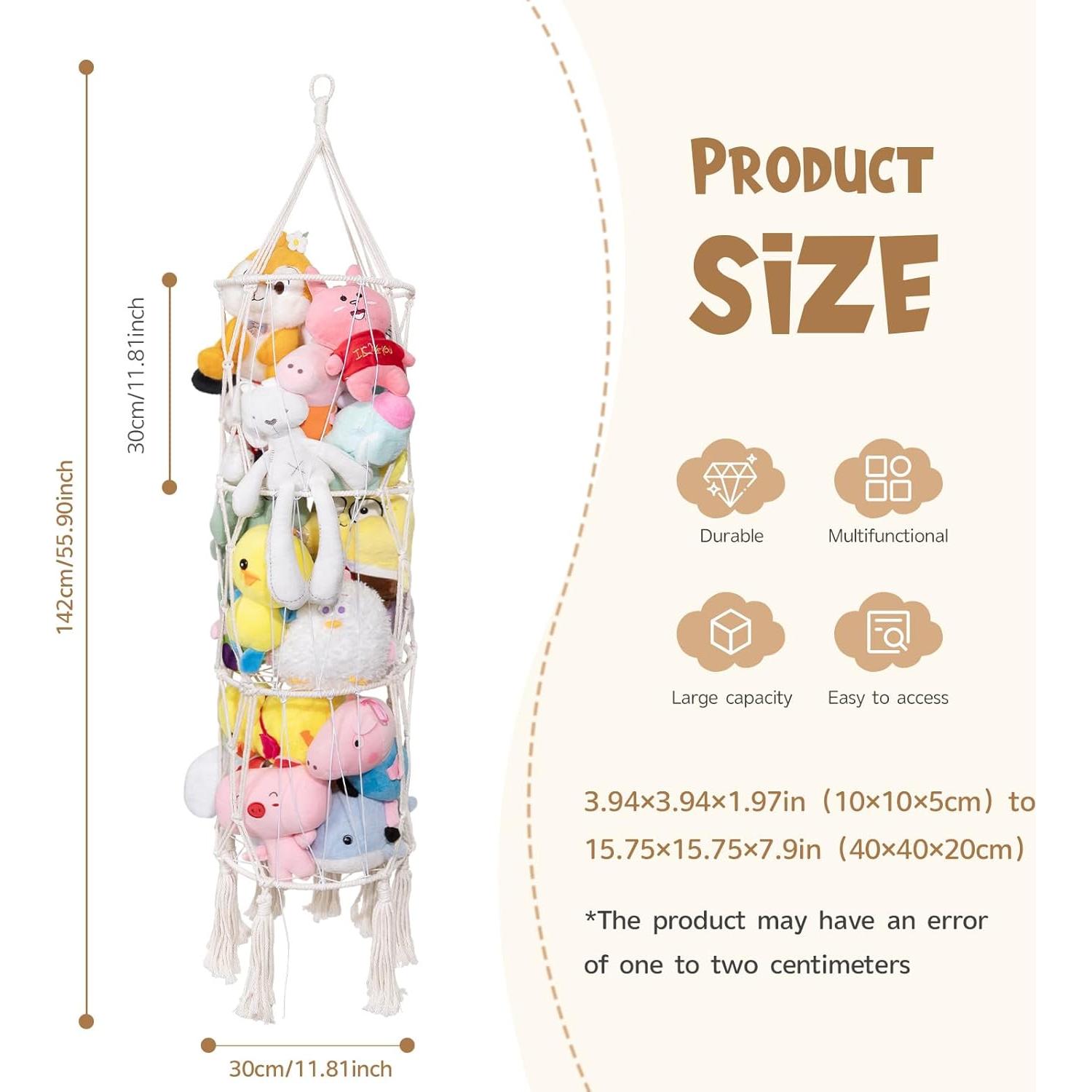 Hamaca de Almacenamiento de Peluches Volepet 3 Capas Beige