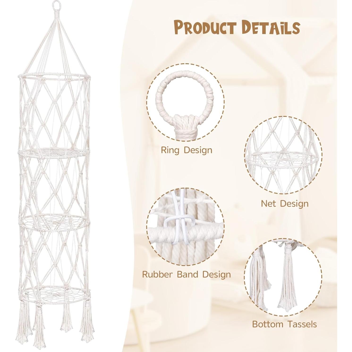 Hamaca de Almacenamiento de Peluches Volepet 3 Capas Beige