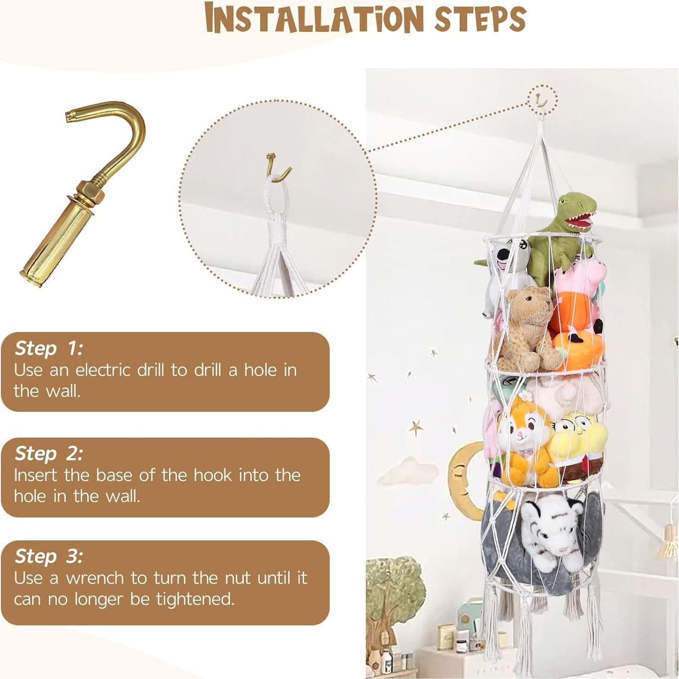 Hamaca de Almacenamiento de Peluches Volepet 3 Capas Beige