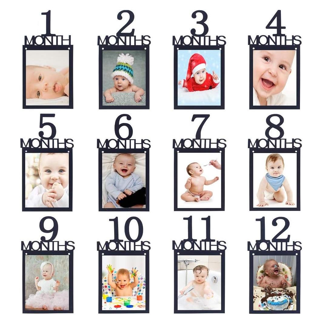 Guirnalda de Fotos Primer Cumpleaños Bebé ANGEL Q HOUSE 12 Meses