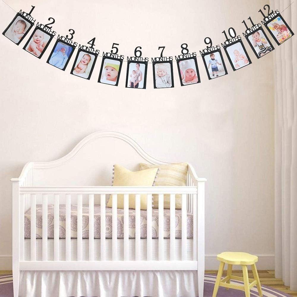 Guirnalda de Fotos Primer Cumpleaños Bebé ANGEL Q HOUSE 12 Meses