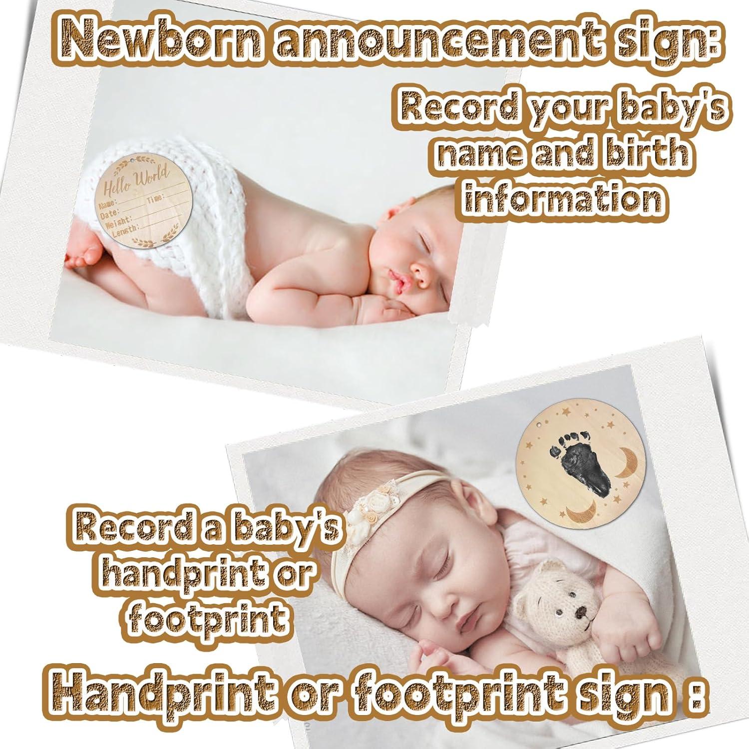 Juego de 12 Señales de Hito Mensual para Bebés - Madera