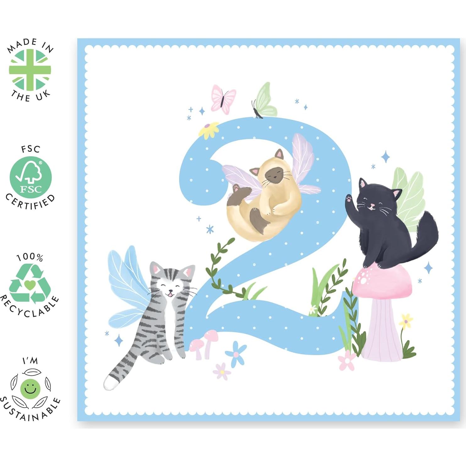 Tarjeta de Cumpleaños CENTRAL 23 para Niña 2 Años con Stickers