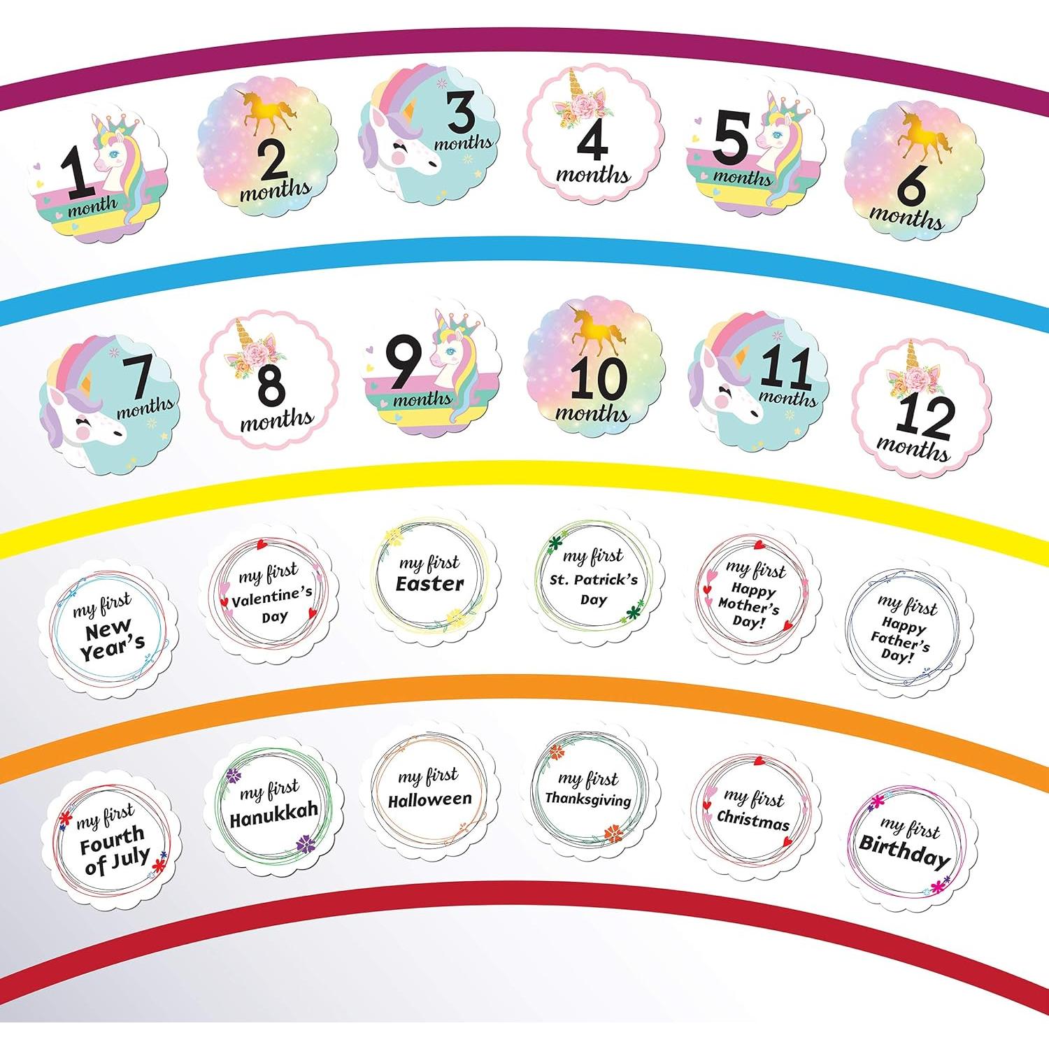 Calcomanías de Hito y Mes Kenco Unicornio 24 Piezas