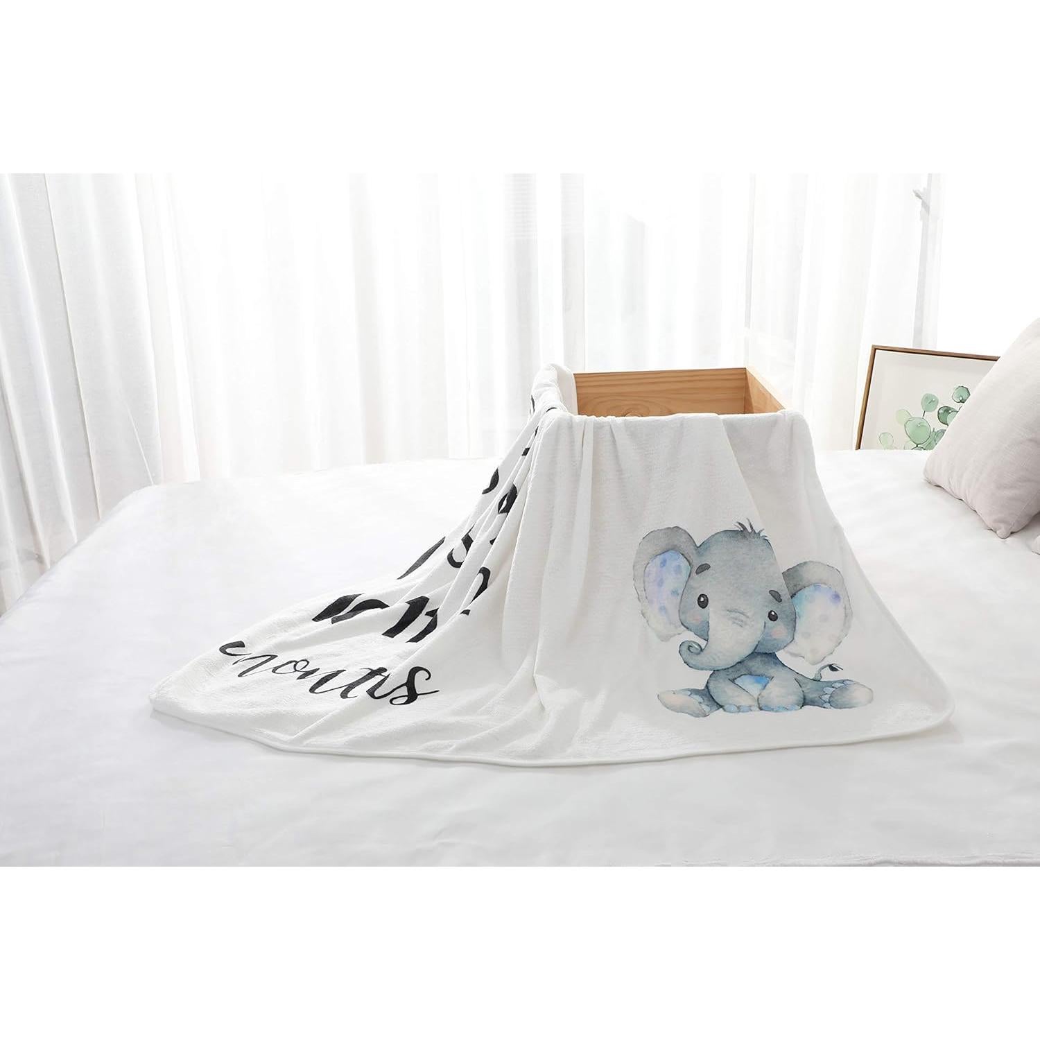 Manta de Hitos Mensuales Besbaby Elefante Azul 119x102cm