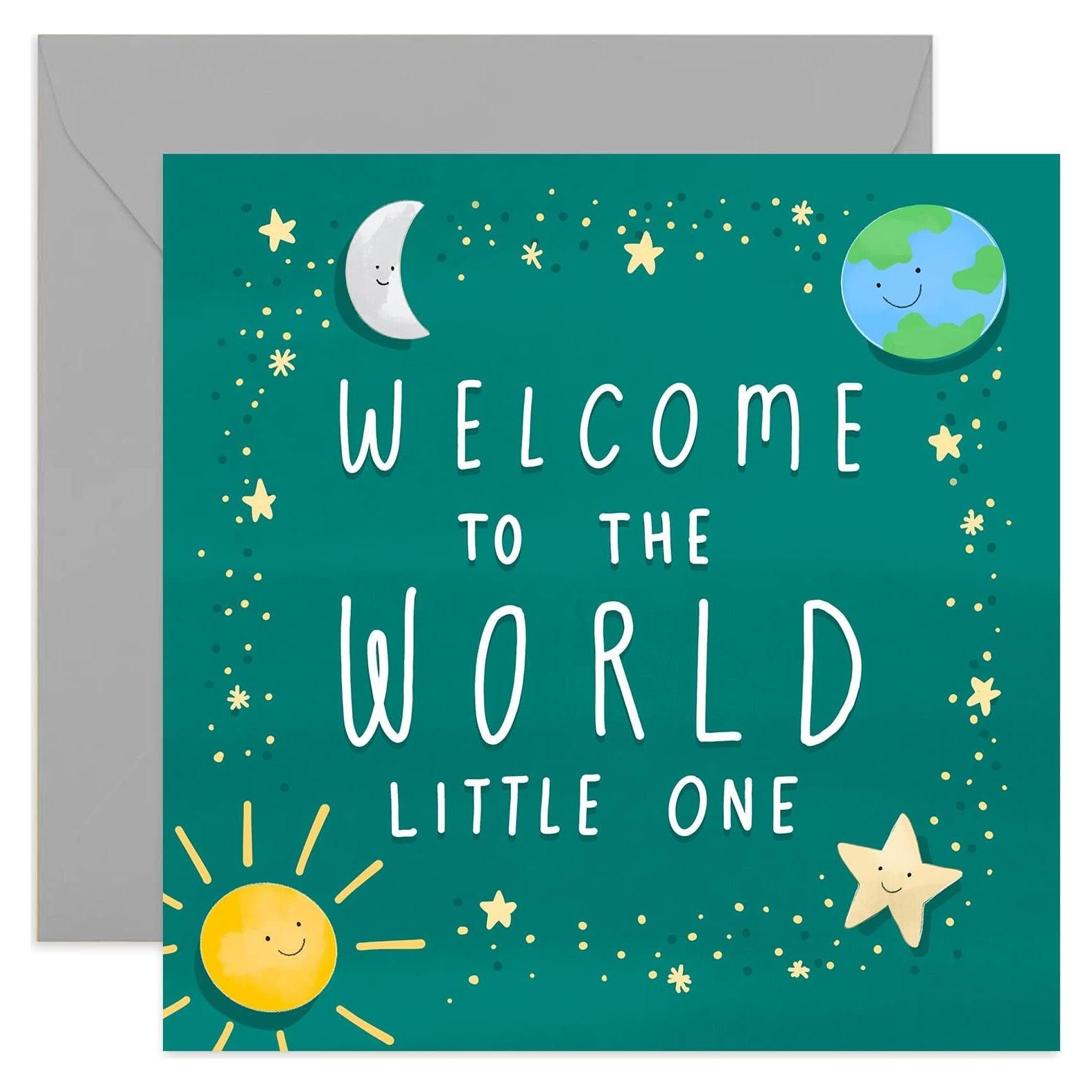 Tarjeta de Bienvenida para Bebé Old English 150x150mm