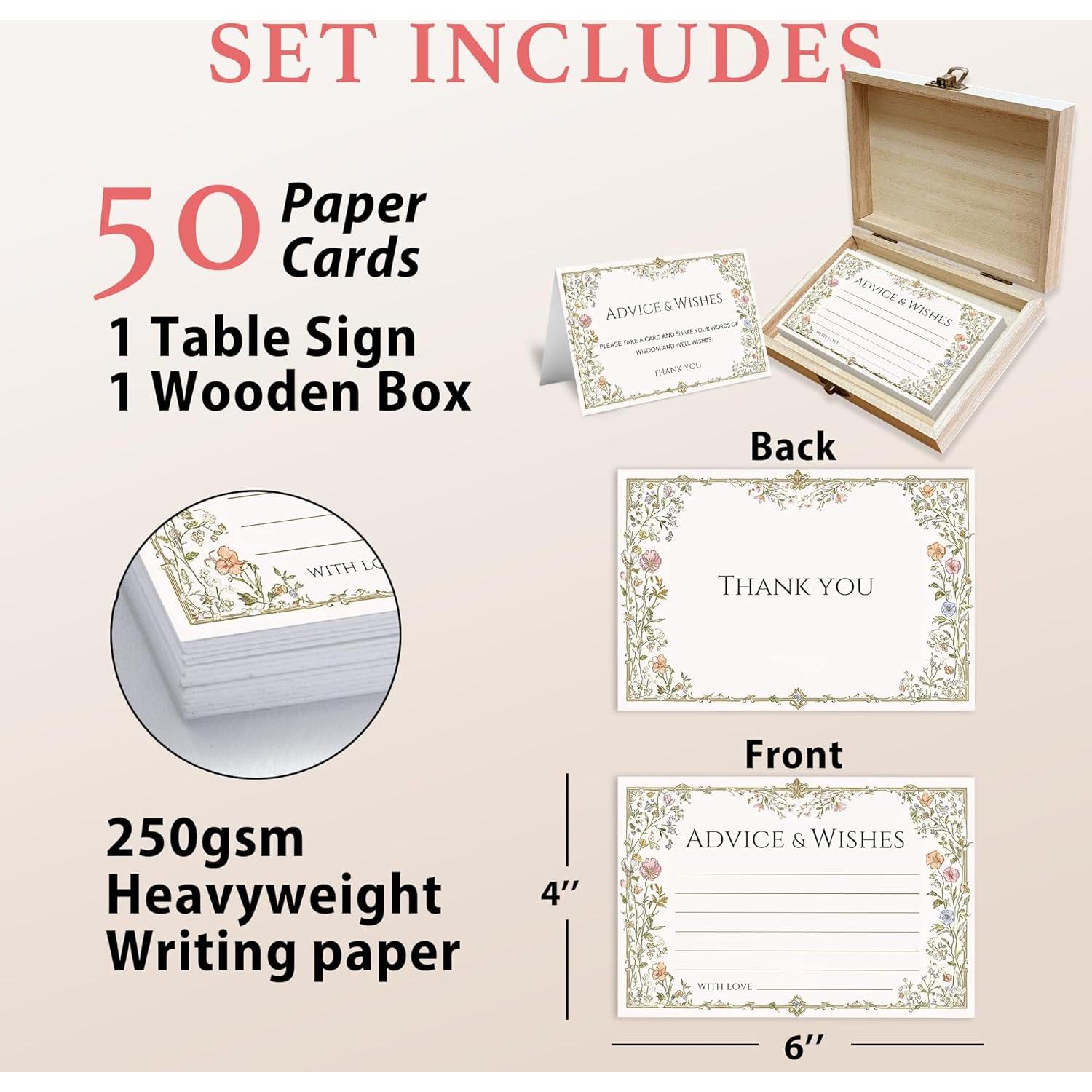 Caja de Tarjetas de Consejos y Deseos BHTPNG - 50 Pcs