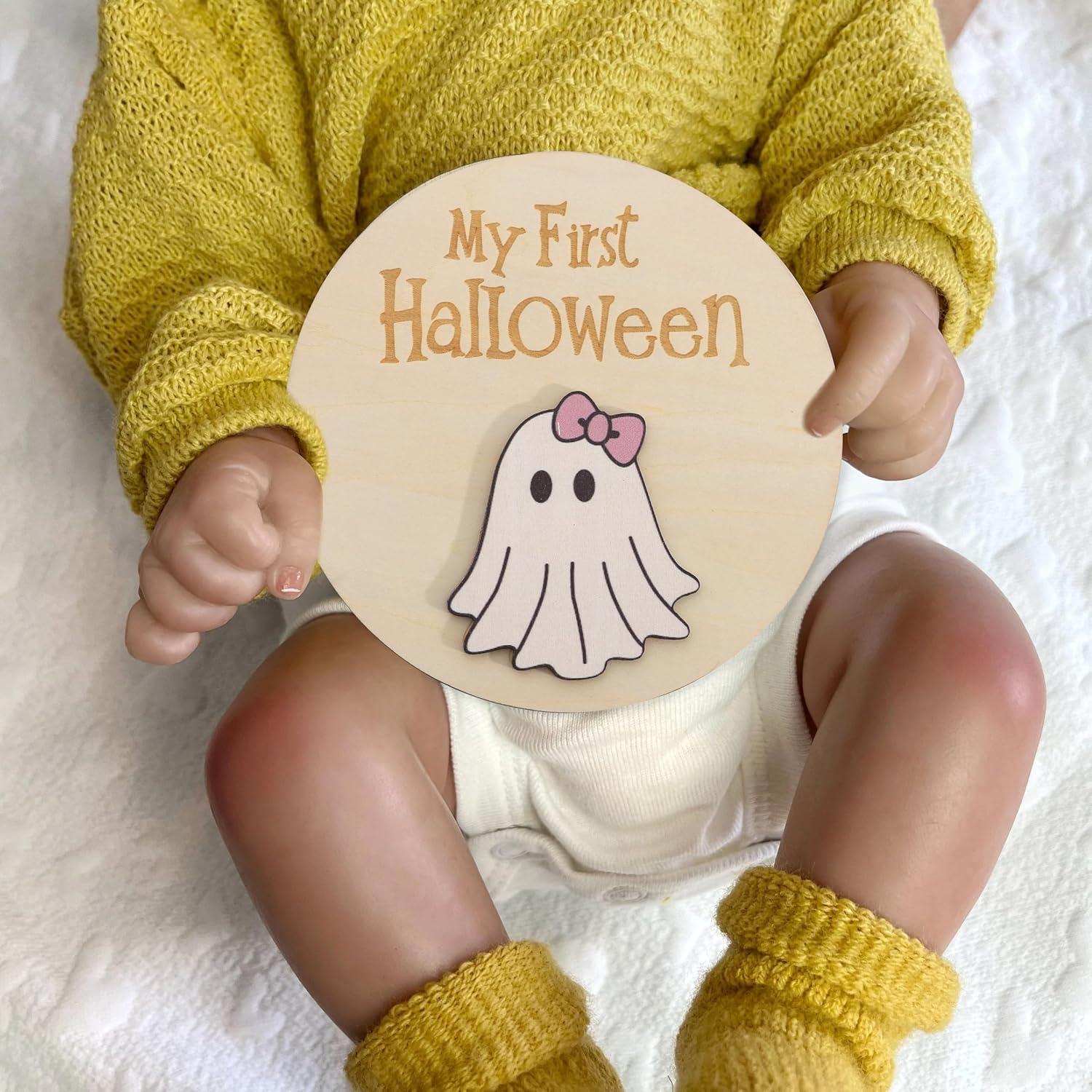 Cartel de Primer Halloween Bebé Agvgaza - Decoración Fotográfica 15 cm