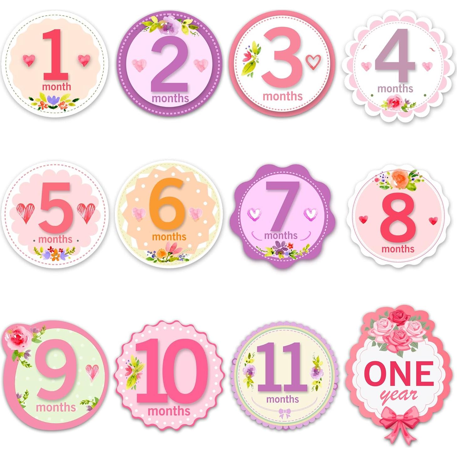 Calcomanías Mensuales para Bebés Niñas TurtleSurfers - 20 Piezas