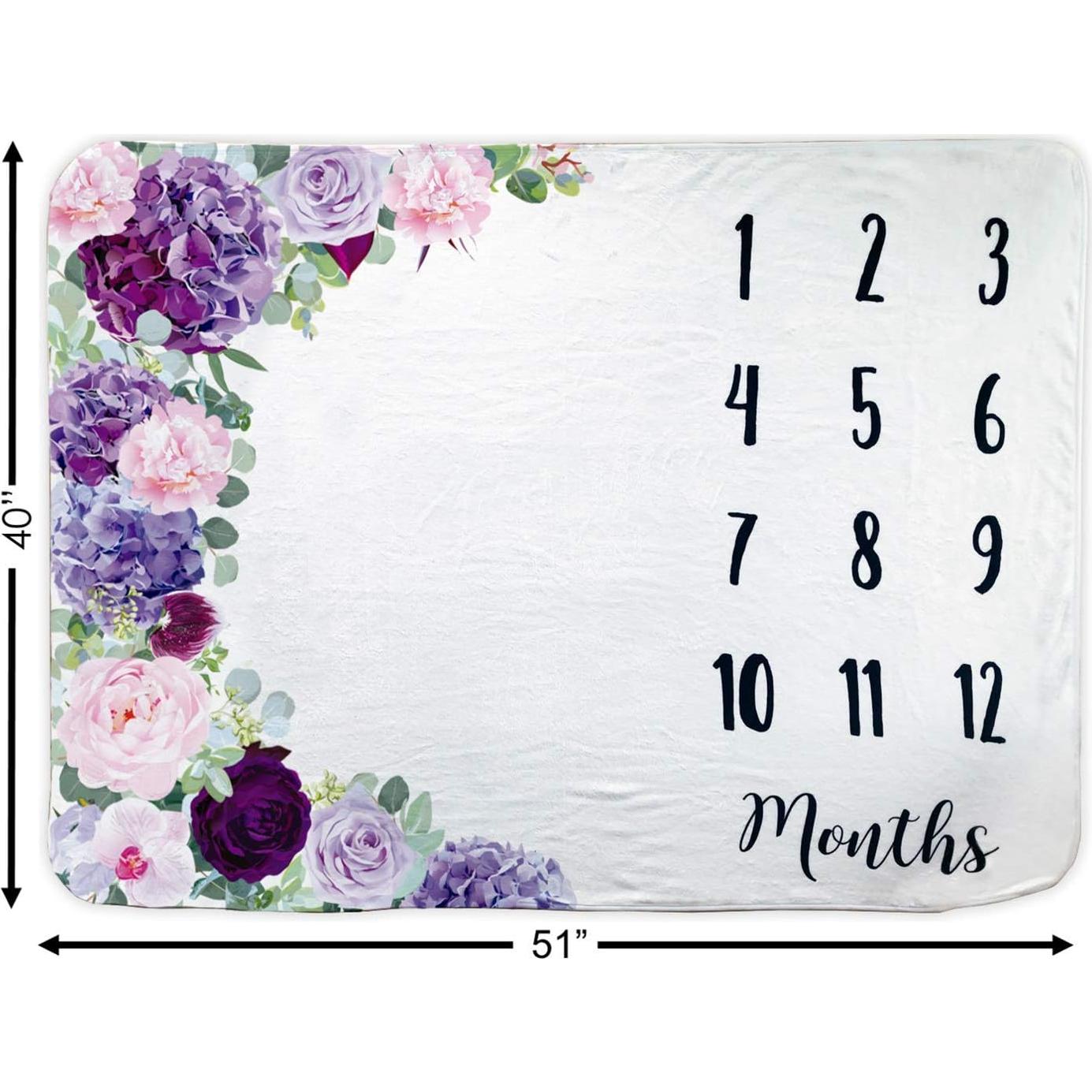 Manta de Hitos Mensuales NOVO baby 101.6x129.5 cm Floral Morado