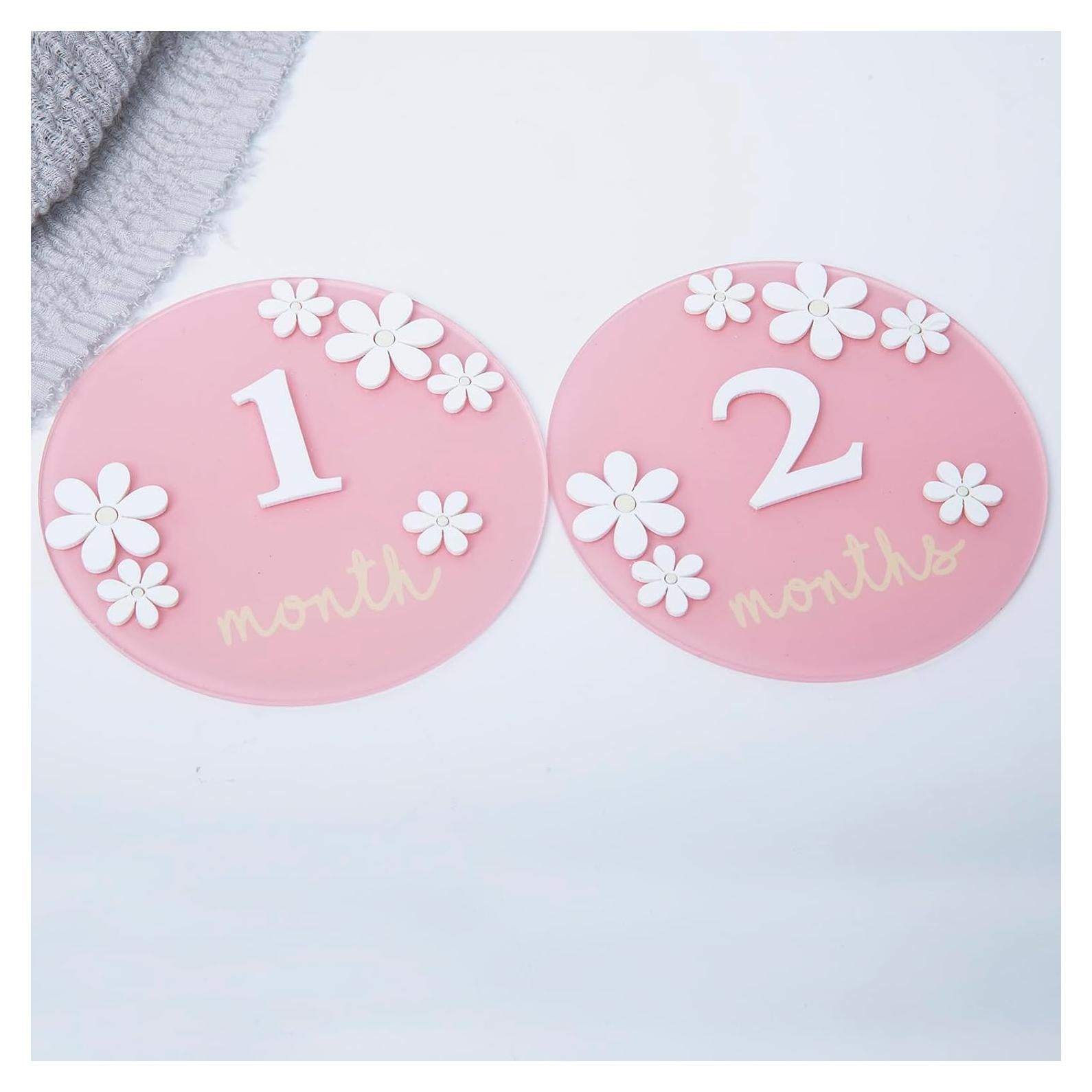 Tarjetas de Hito de Bebé Acrílico Troxueo 12.7 cm 1-12 Meses