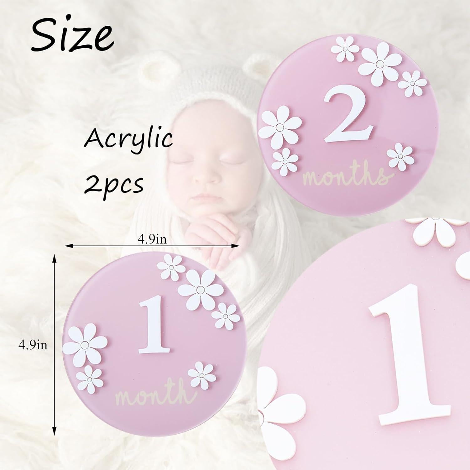 Tarjetas de Hito de Bebé Acrílico Troxueo 12.7 cm 1-12 Meses
