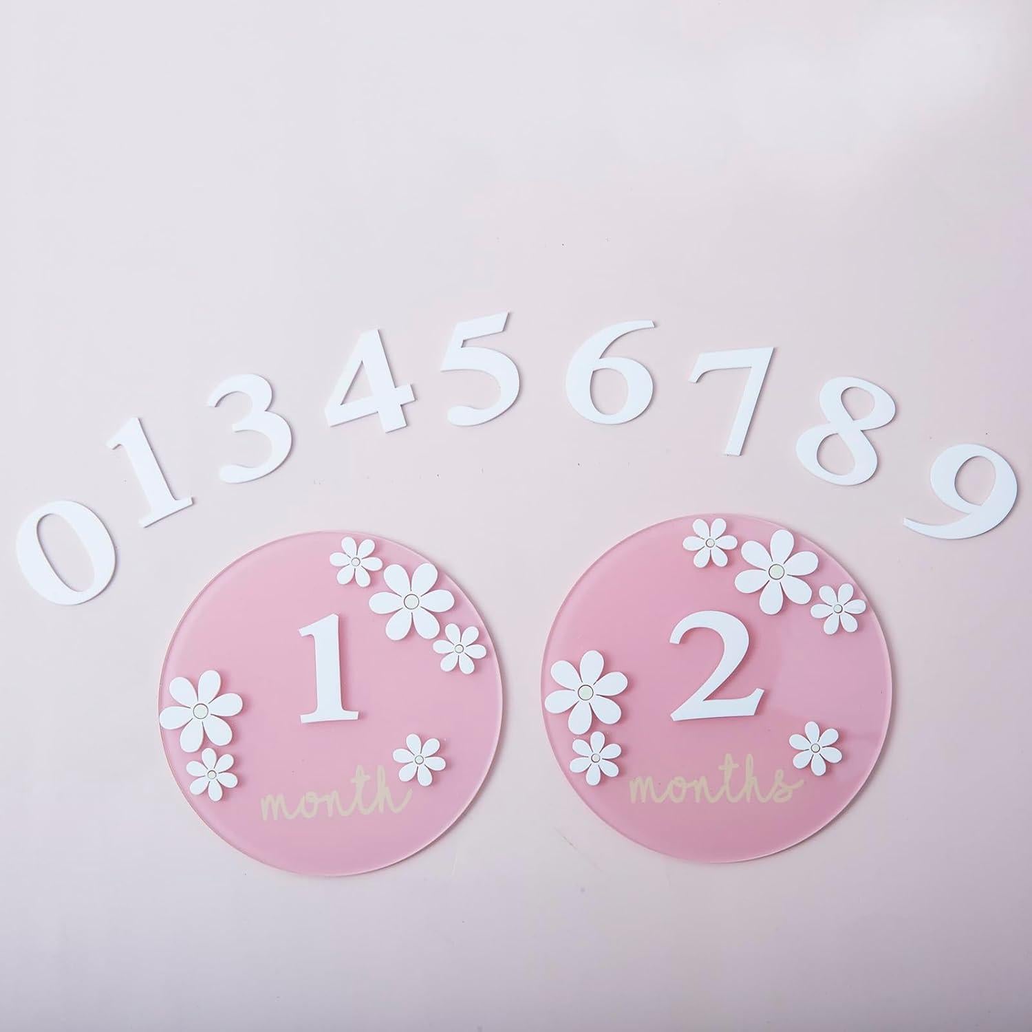 Tarjetas de Hito de Bebé Acrílico Troxueo 12.7 cm 1-12 Meses