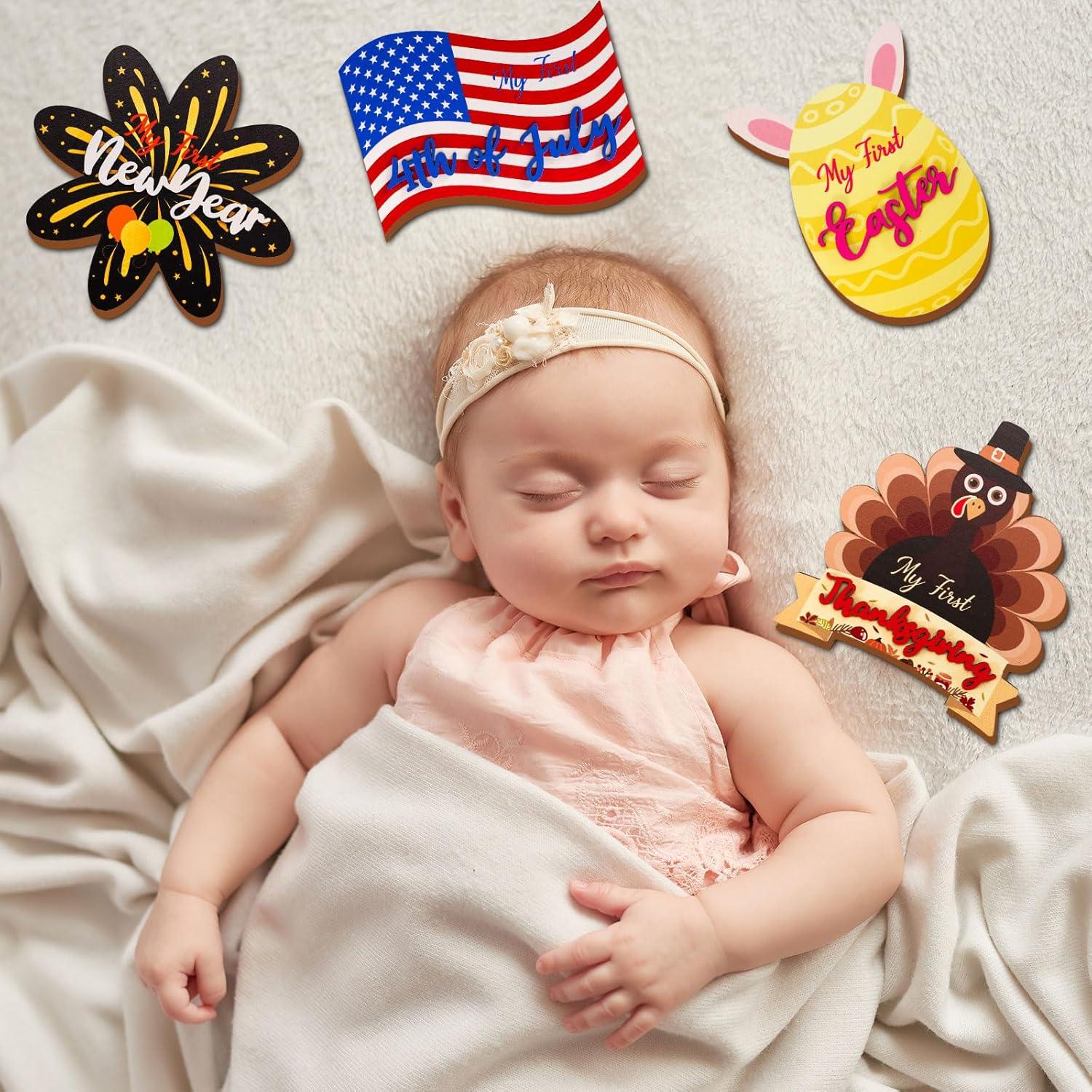 Tarjetas de Hitos para Bebés Whaline - 10 Pcs Madera