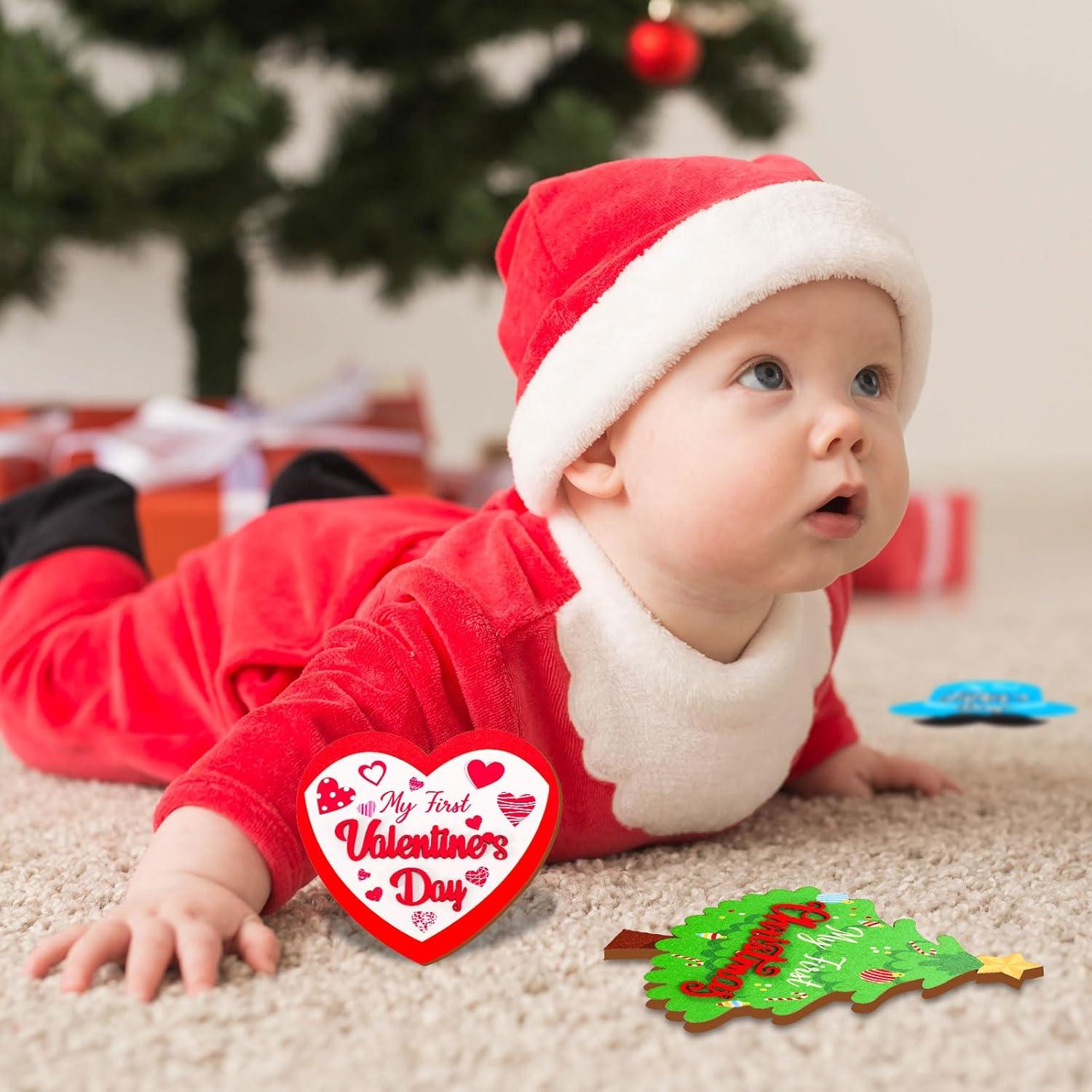 Tarjetas de Hitos para Bebés Whaline - 10 Pcs Madera