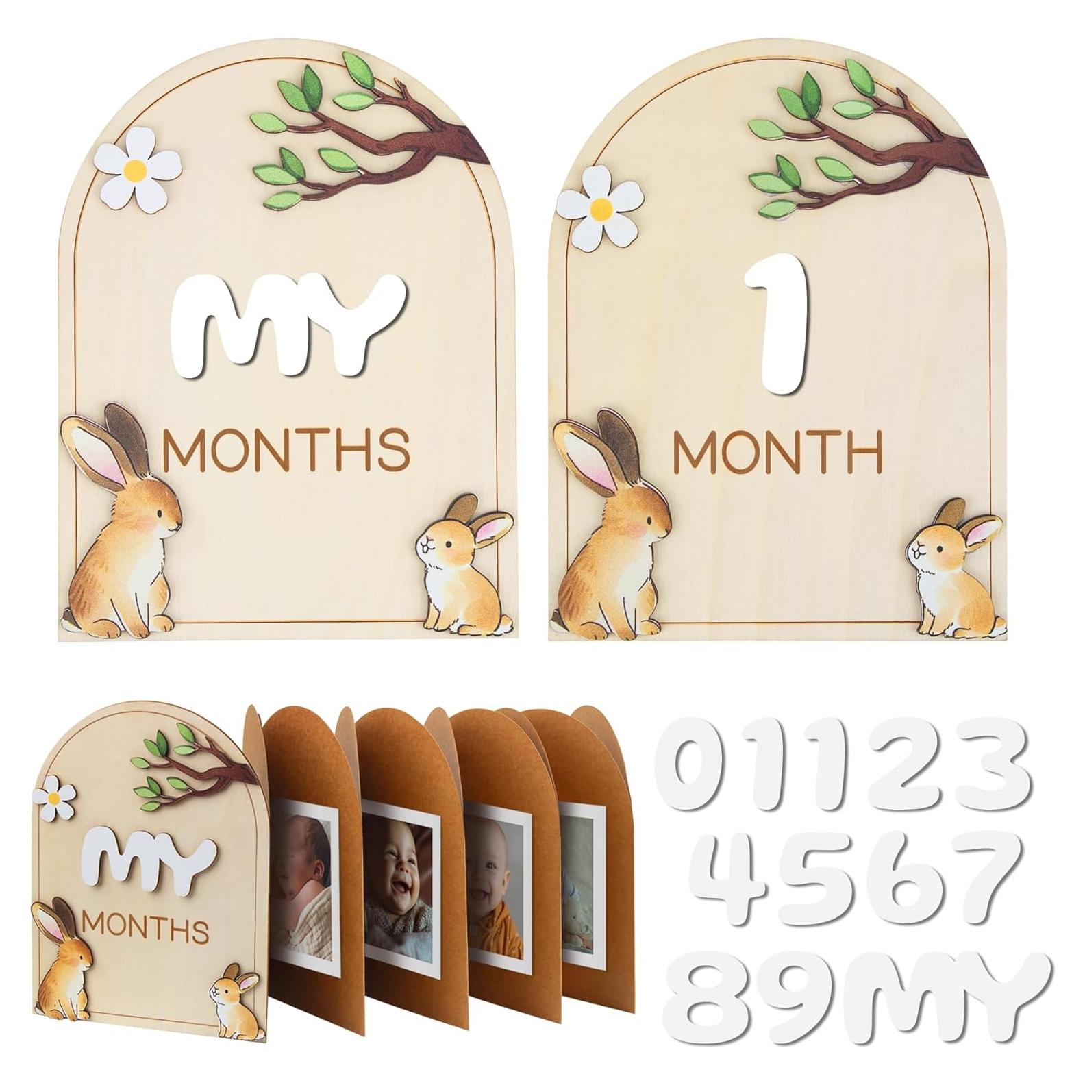 Tarjetas de Hitos Mensuales para Bebés GAGILAND - Madera 18.5x14 cm