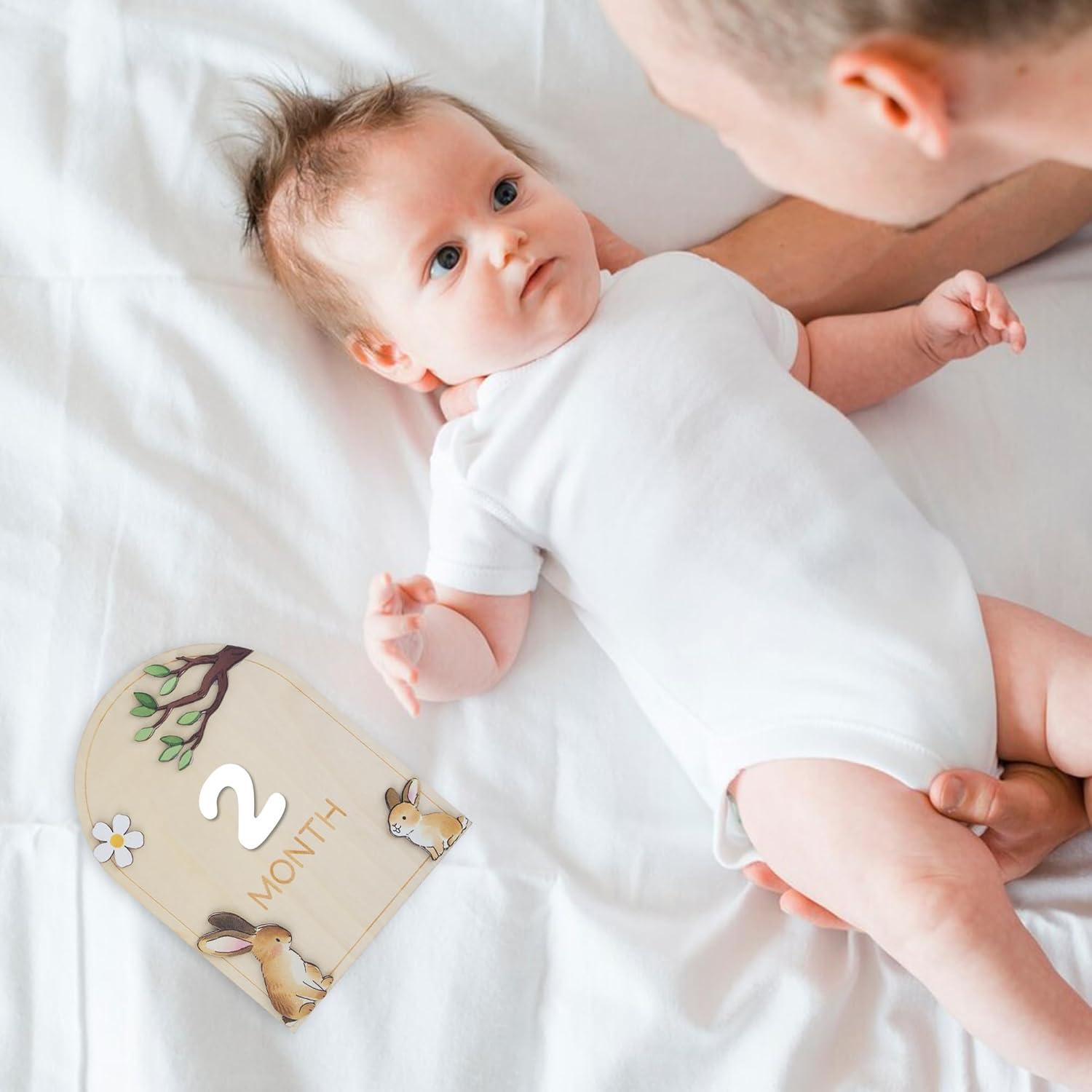 Tarjetas de Hitos Mensuales para Bebés GAGILAND - Madera 18.5x14 cm