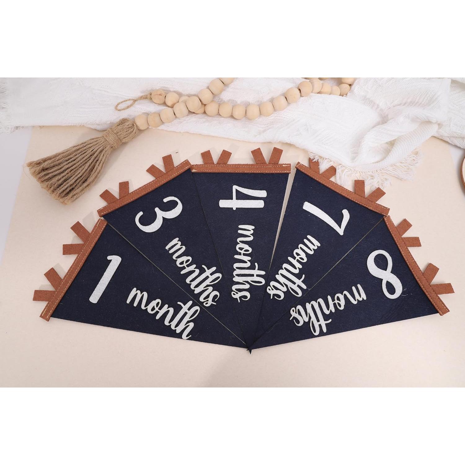 Bandera de Hitos Mensuales para Bebés Agkvw 1 a 12 Meses