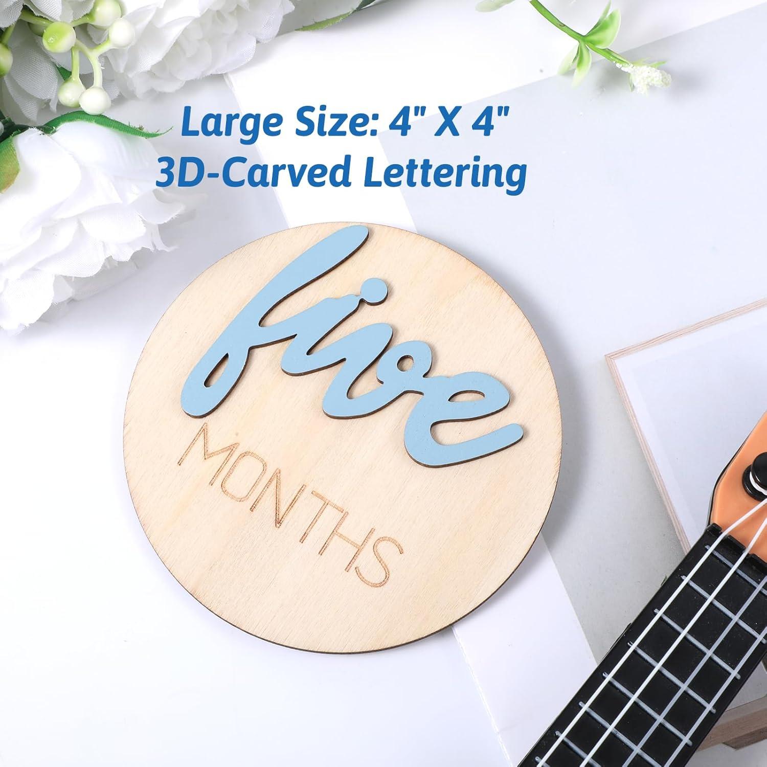 6 Marcadores de Hitos Mensuales para Bebés Hpmjz - Madera Azul