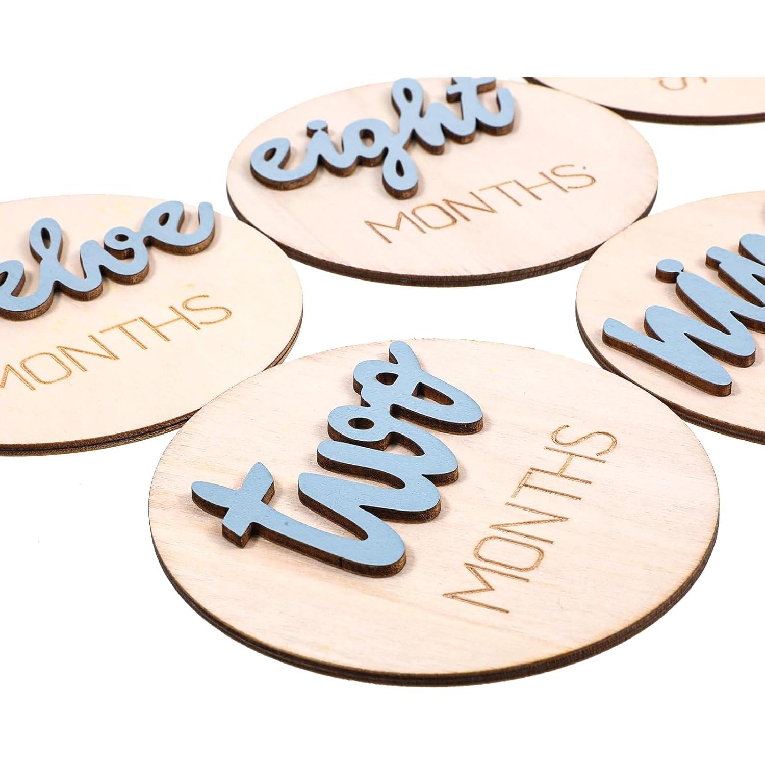 6 Marcadores de Hitos Mensuales para Bebés Hpmjz - Madera Azul