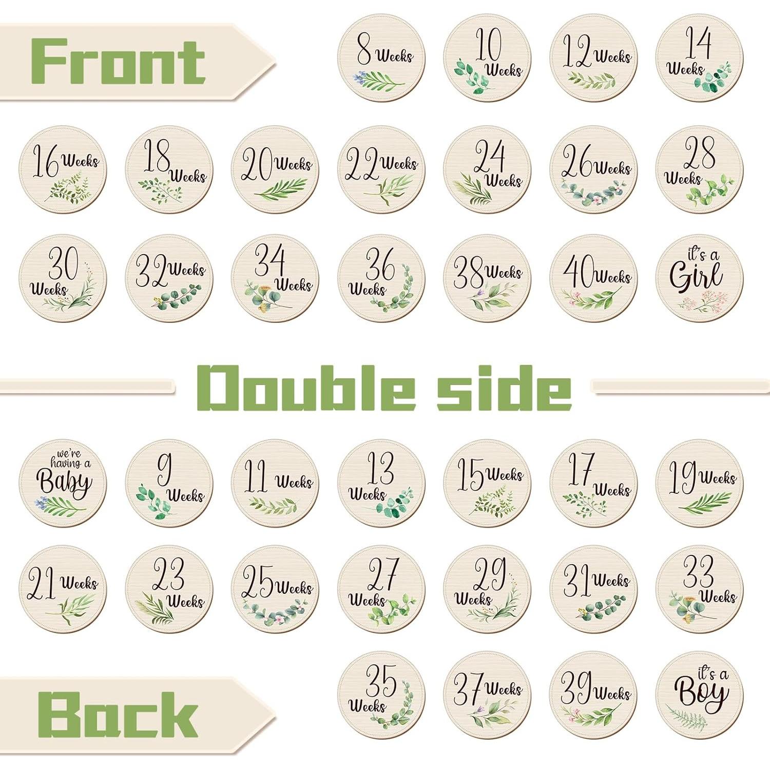 18 Discos de Hitos de Embarazo de Madera Leinuosen 12 cm