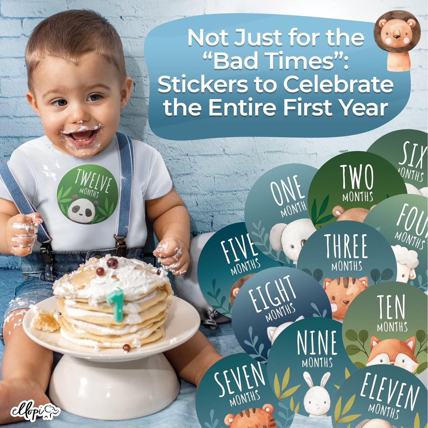 30 Pegatinas de Hitos para Bebés Ellopi - Azul y Verde