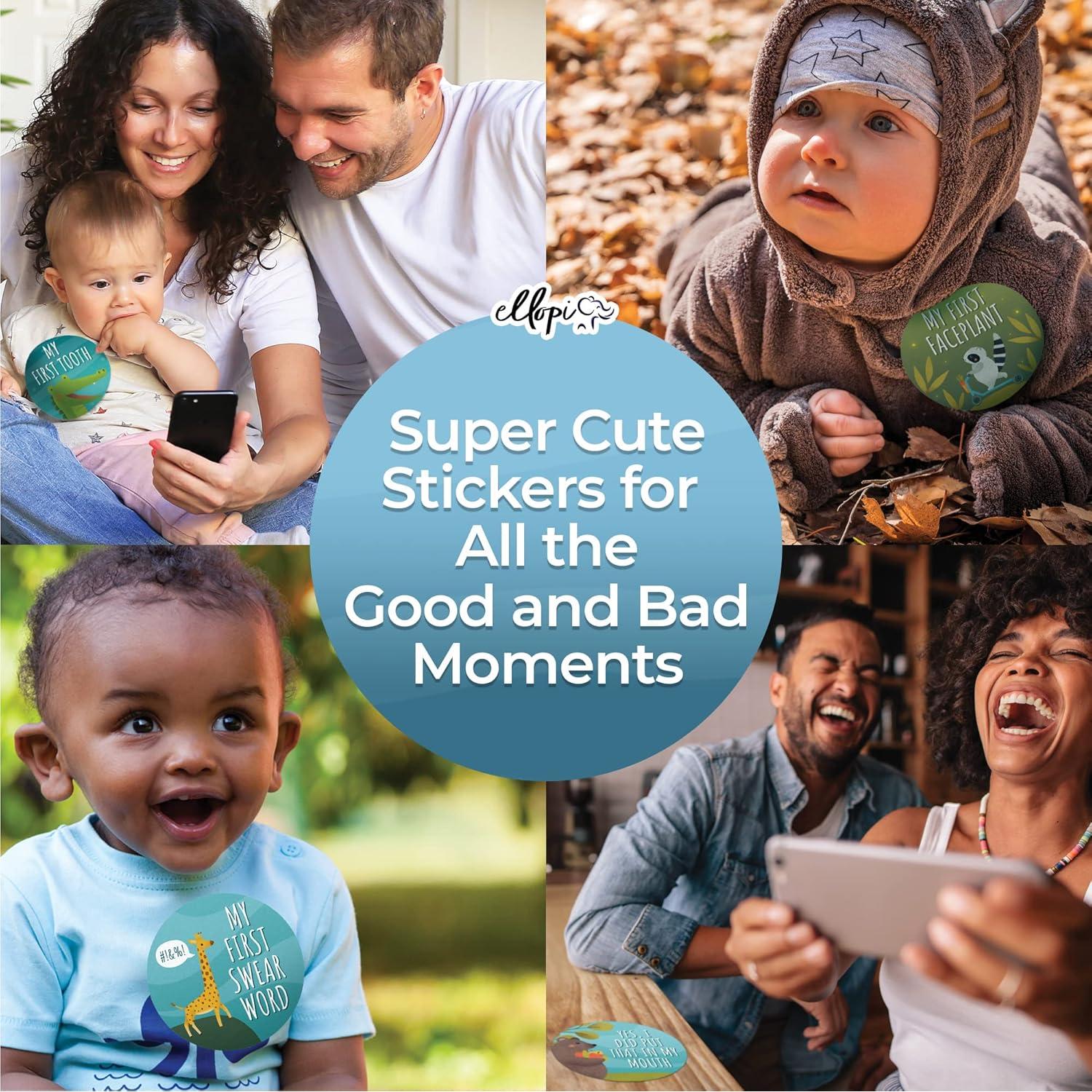 30 Pegatinas de Hitos para Bebés Ellopi - Azul y Verde