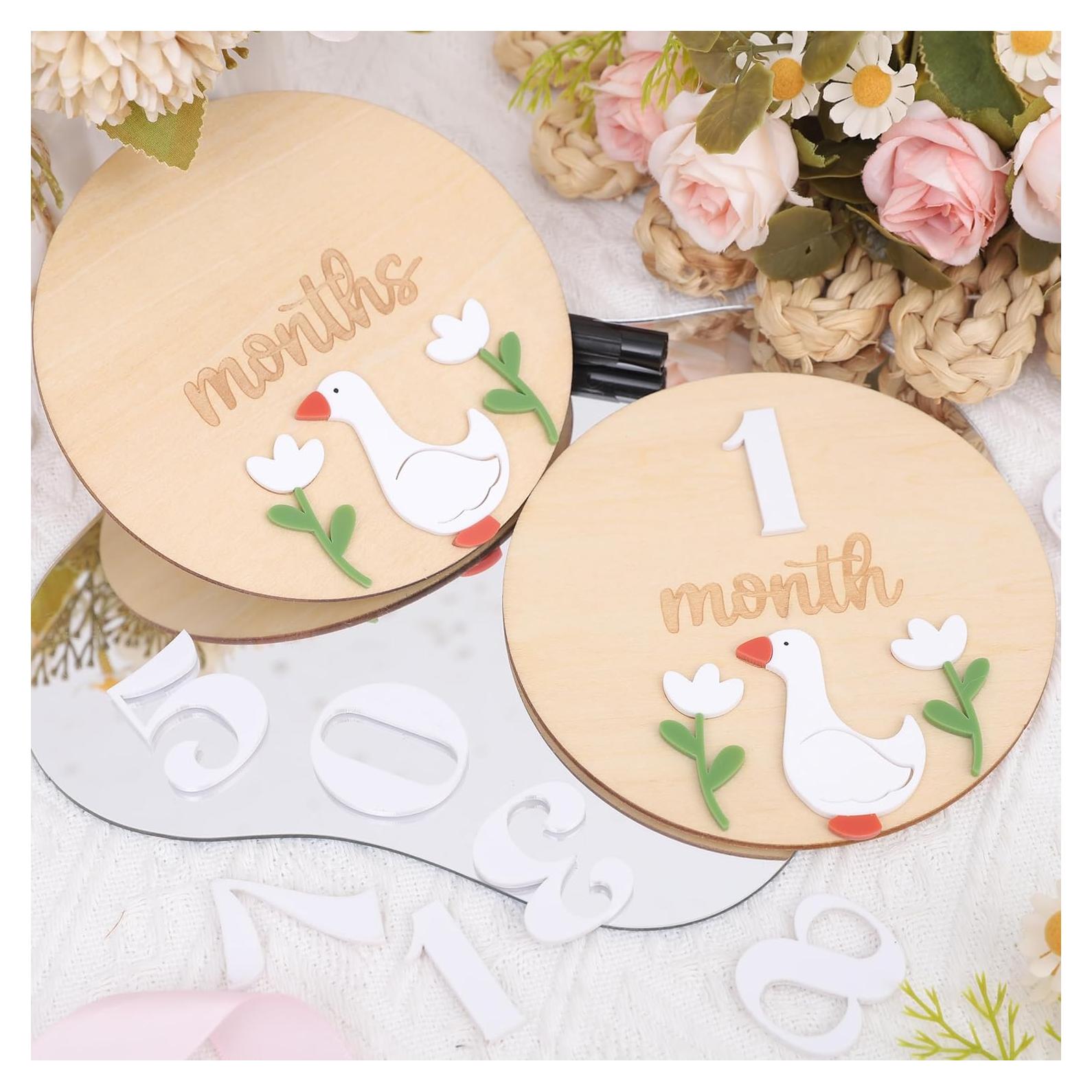 Tablero de Hitos Mensuales Ganso de Madera - 2 Discos + Marcador