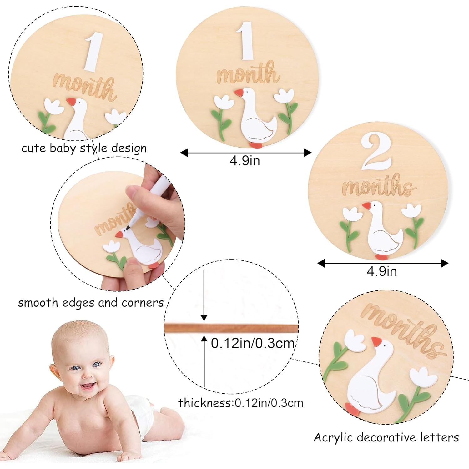 Tablero de Hitos Mensuales Ganso de Madera - 2 Discos + Marcador