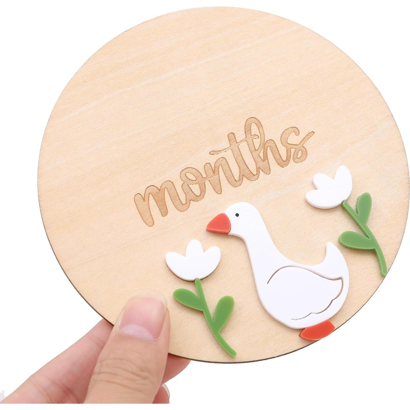 Tablero de Hitos Mensuales Ganso de Madera - 2 Discos + Marcador