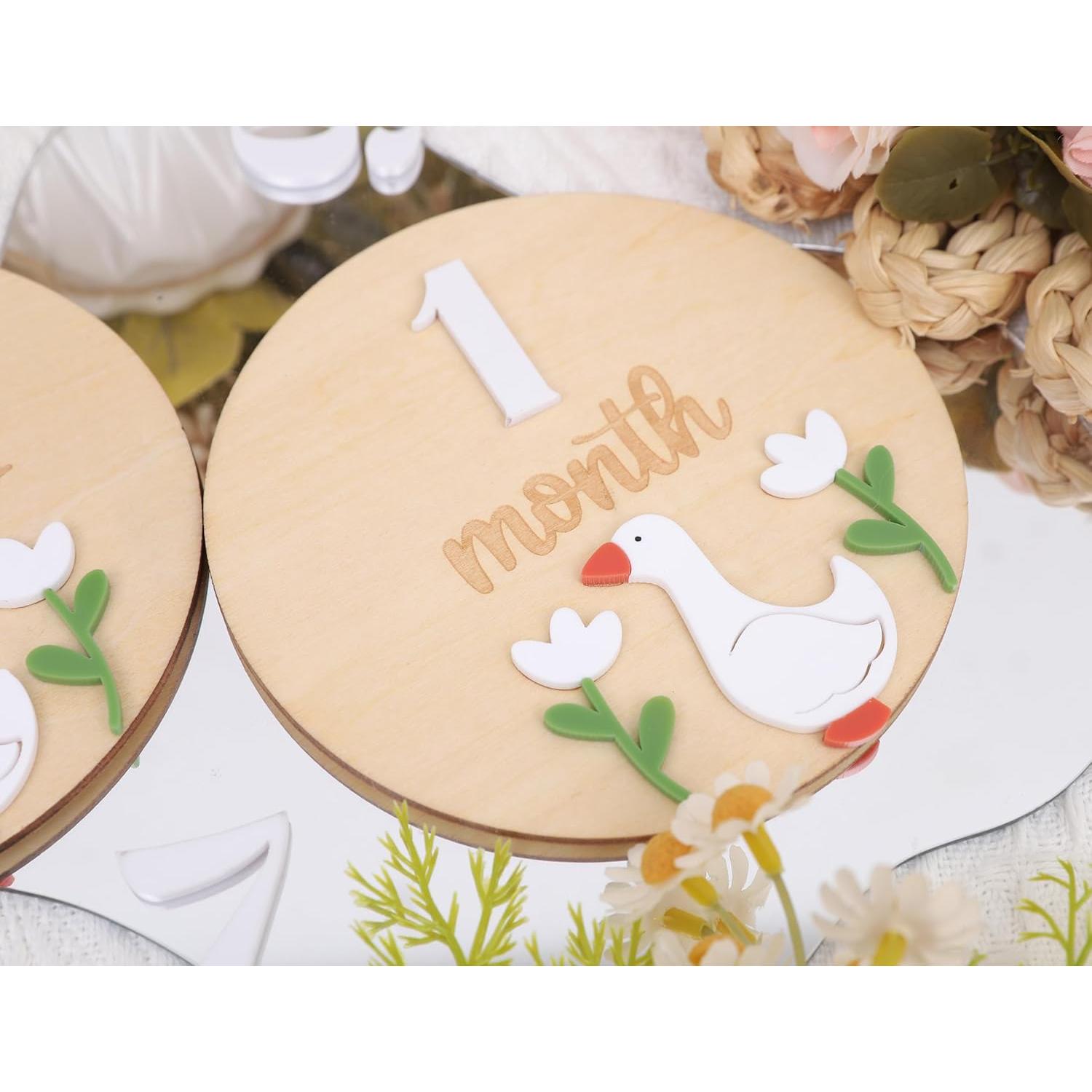 Tablero de Hitos Mensuales Ganso de Madera - 2 Discos + Marcador