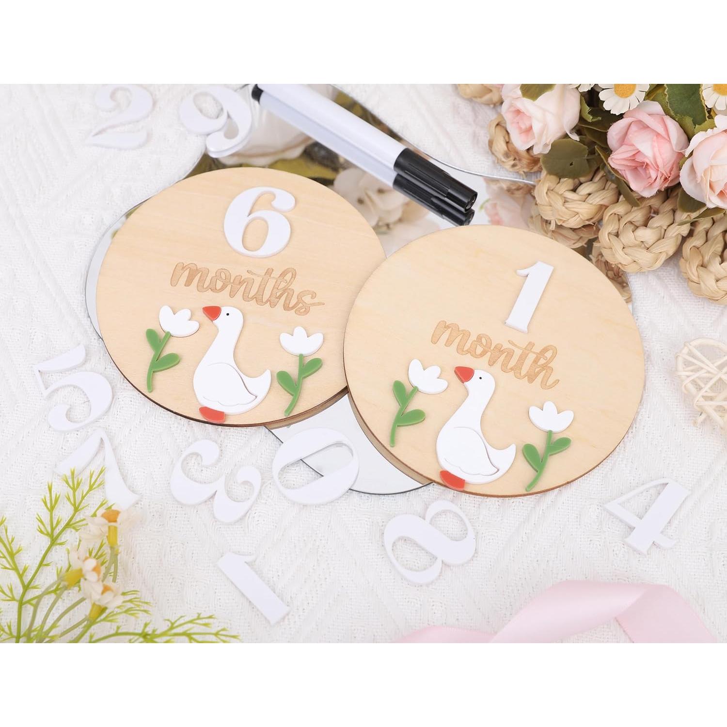Tablero de Hitos Mensuales Ganso de Madera - 2 Discos + Marcador