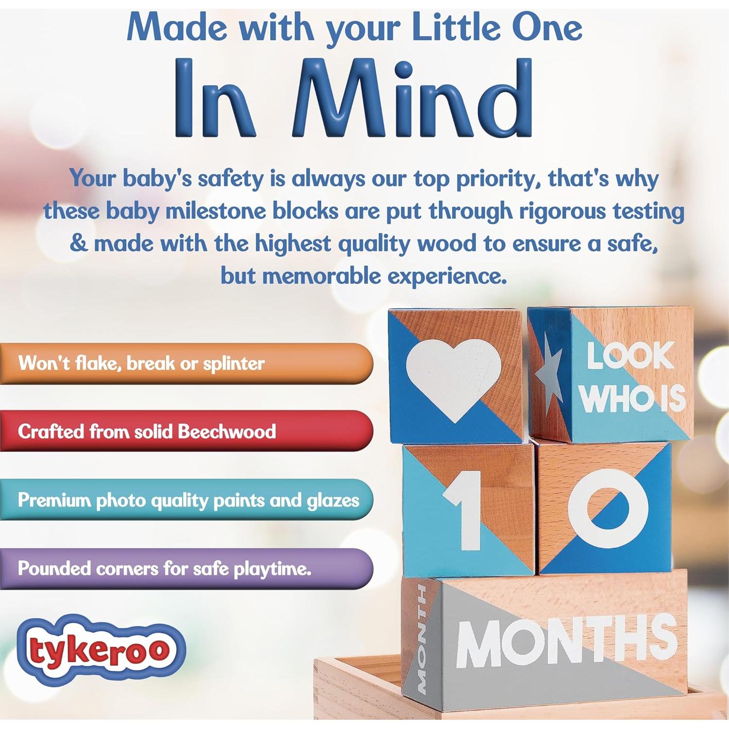 Bloques de Hitos Mensuales Tykeroo para Bebés - Madera Premium