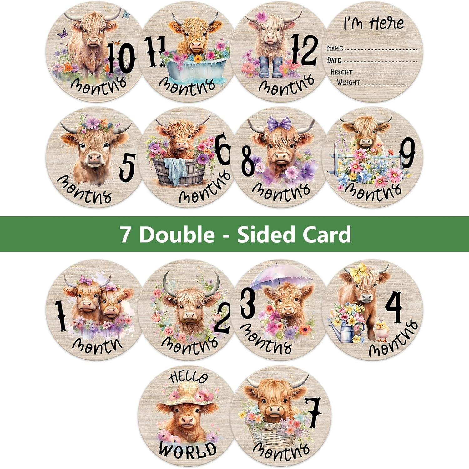 Tarjetas de Hito Mensual de Madera para Bebé - 7 Piezas